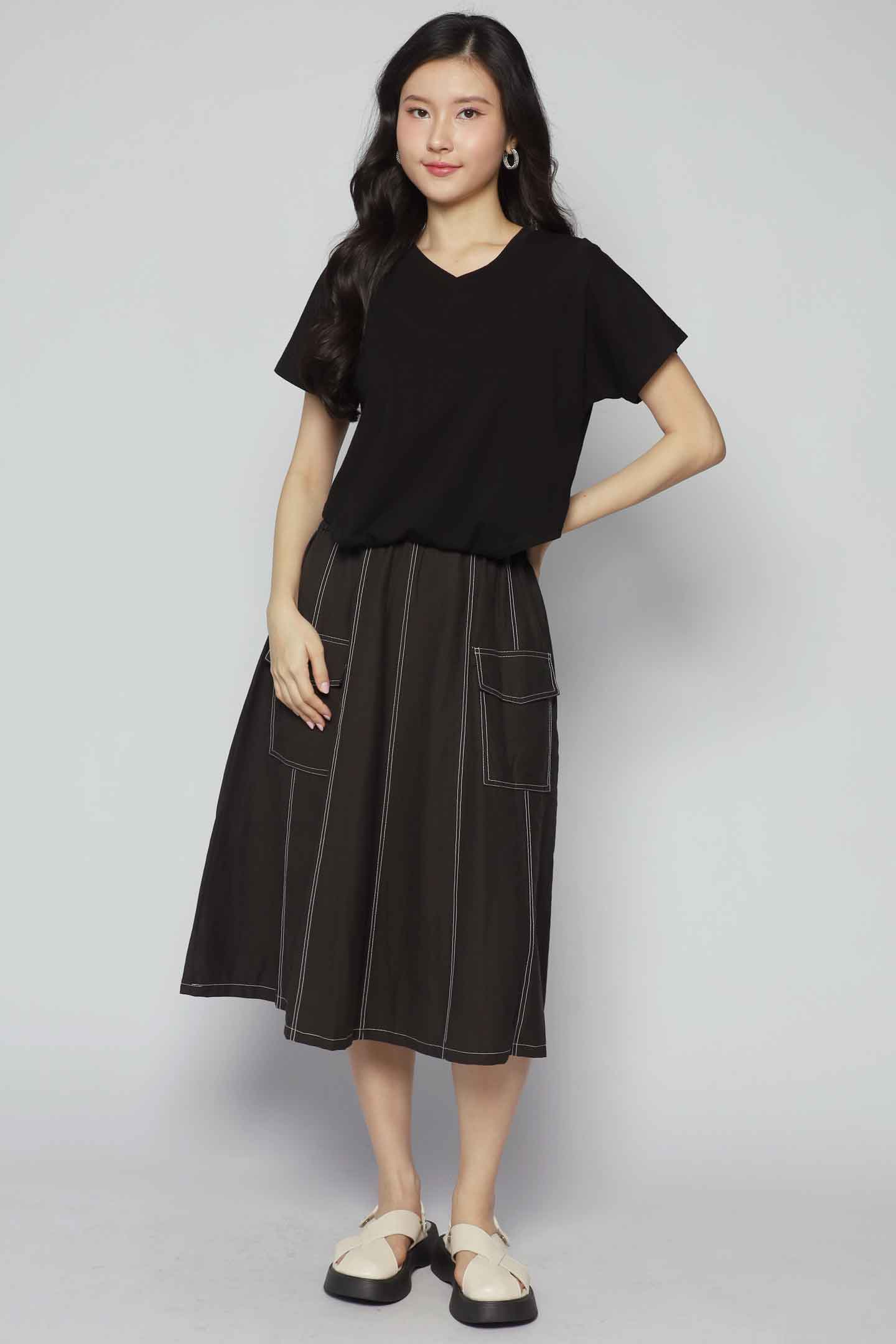 Clarisse Pocket Dress in Black