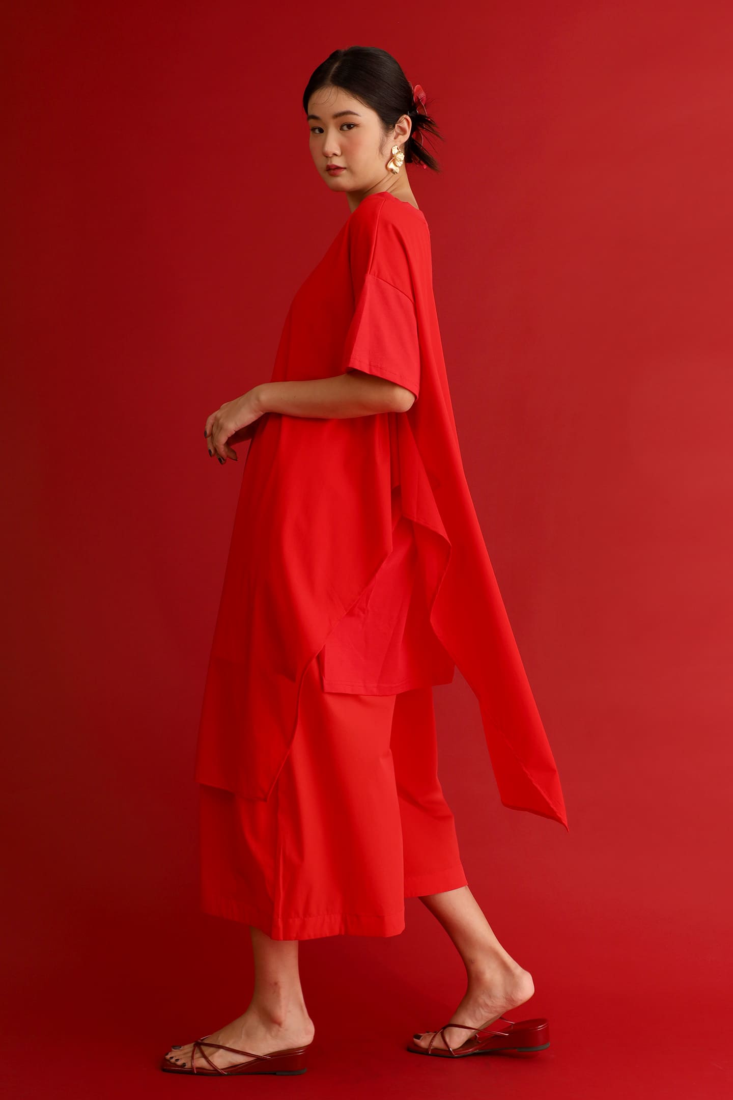 CHOSEN - Crimson Asymmetrical Top in Red