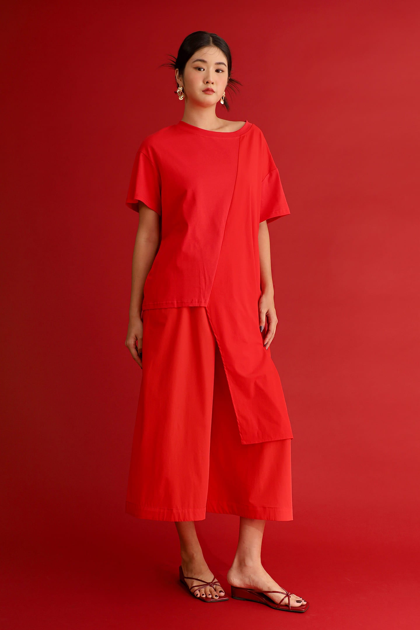 CHOSEN - Crimson Asymmetrical Top in Red