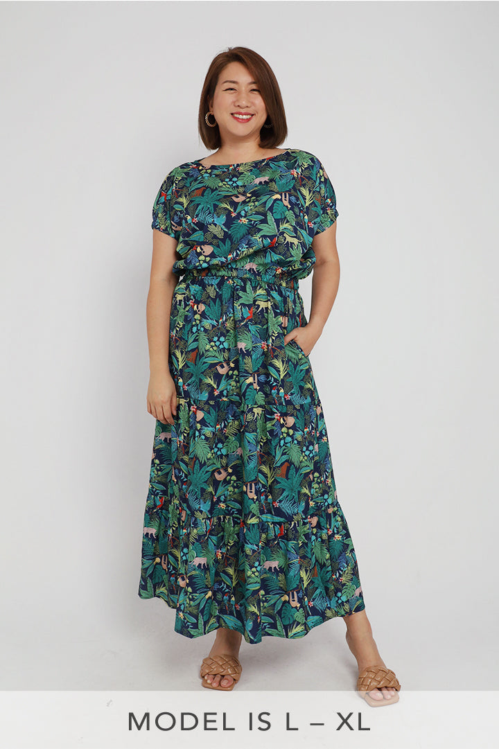 tracyeinny, tracyeinnyfamily, tracyeinnysg, sgdresses, boho dress, maxi dress, printed dress, one size, fits s - xxl, uk 8 to 16, floral, floral set, floral skirt, green floral skirt