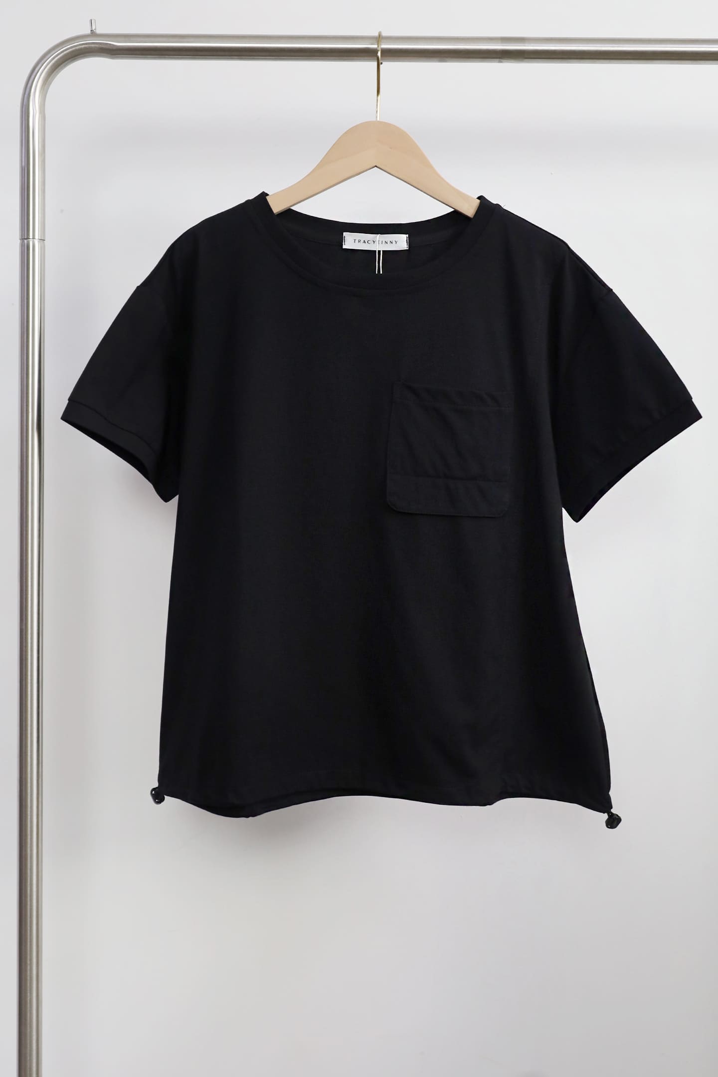 Backorders Easy By TE - Daiyu Chest Pocket Top in Black