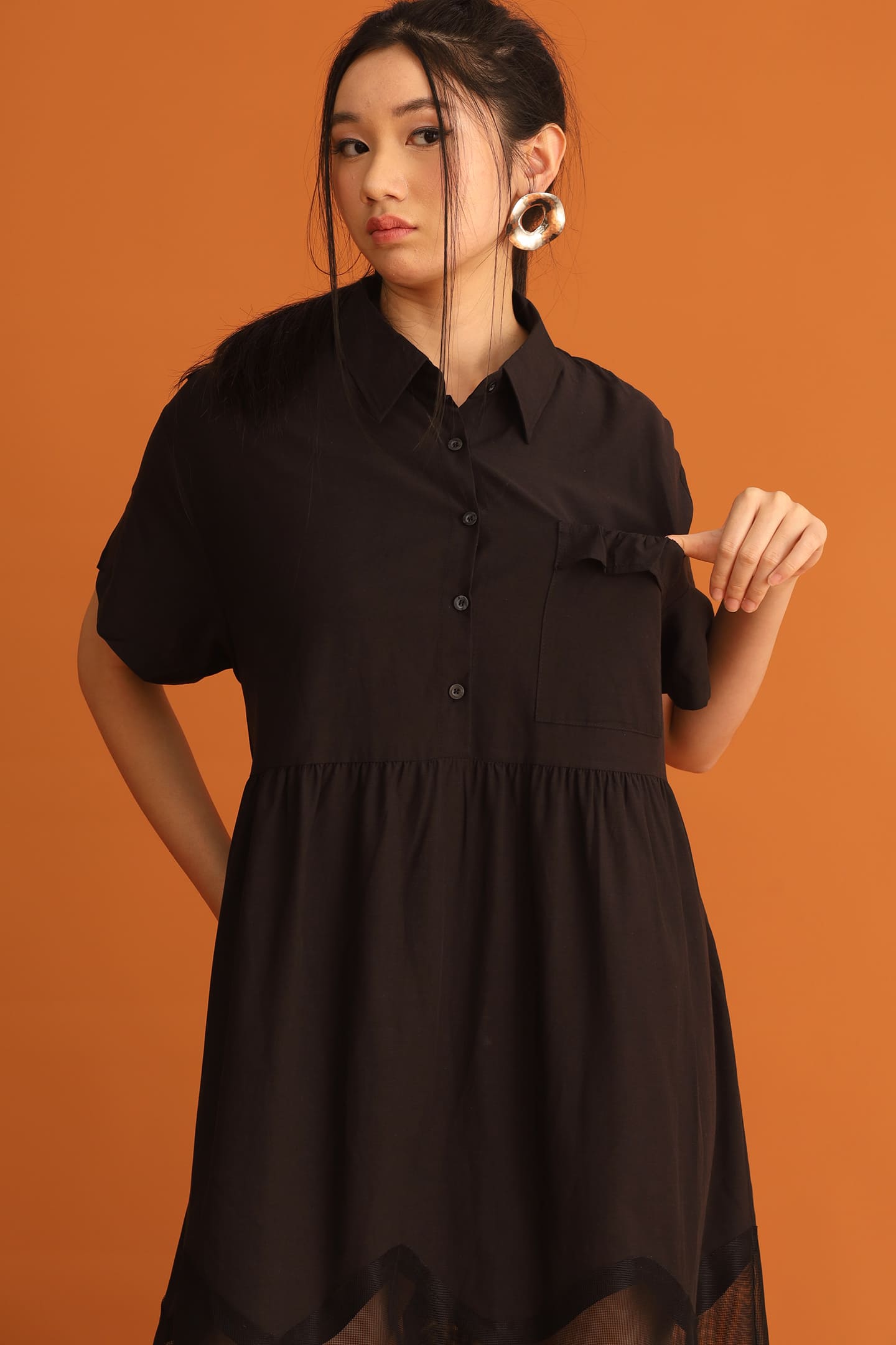 CHOSEN - Dasom Netted Dress in Black