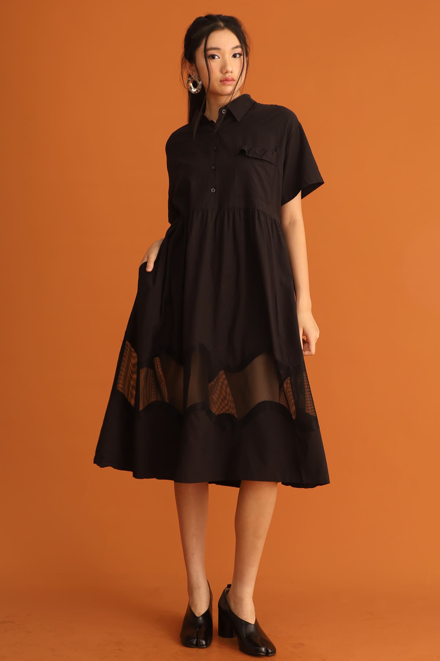 CHOSEN - Dasom Netted Dress in Black