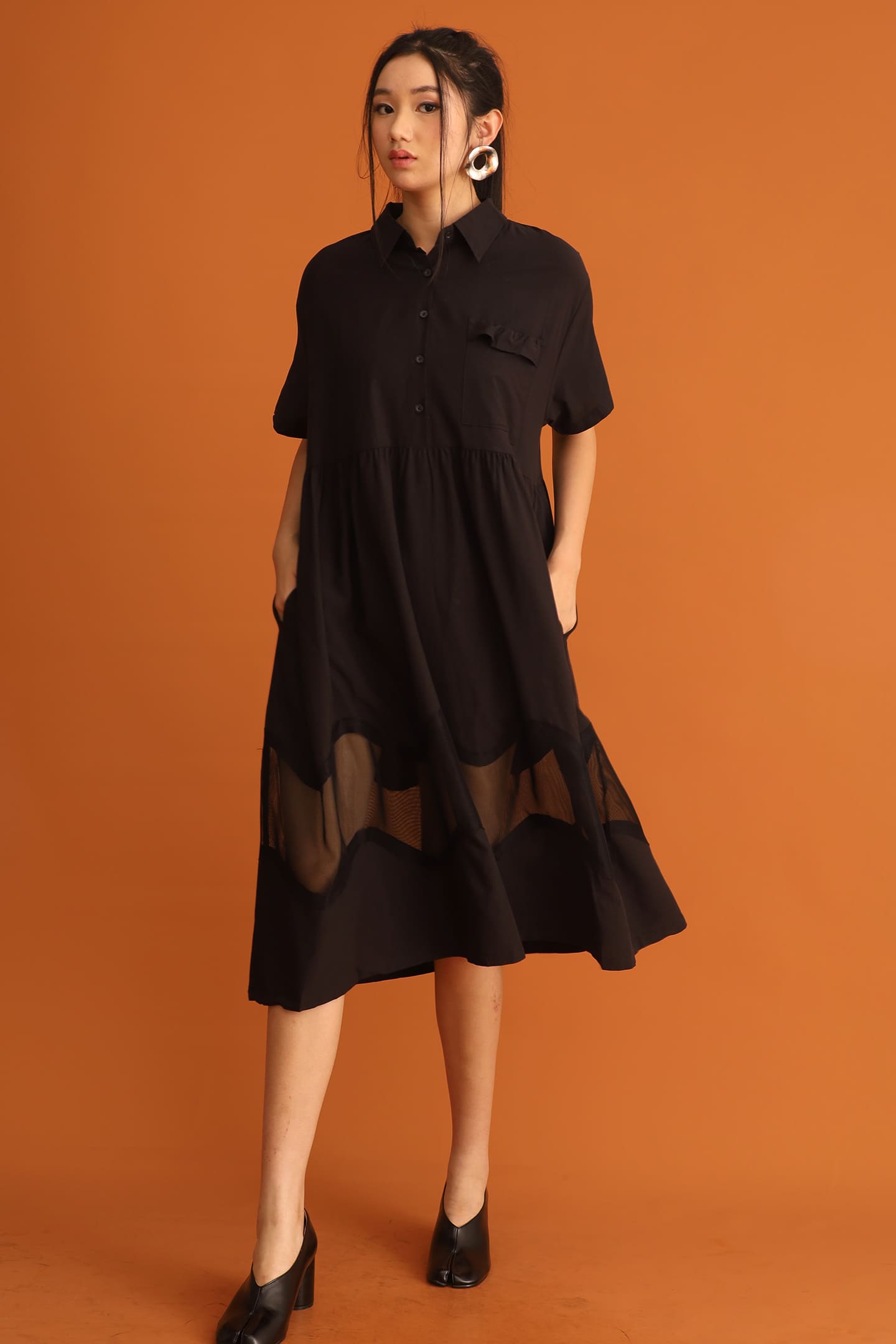 CHOSEN - Dasom Netted Dress in Black