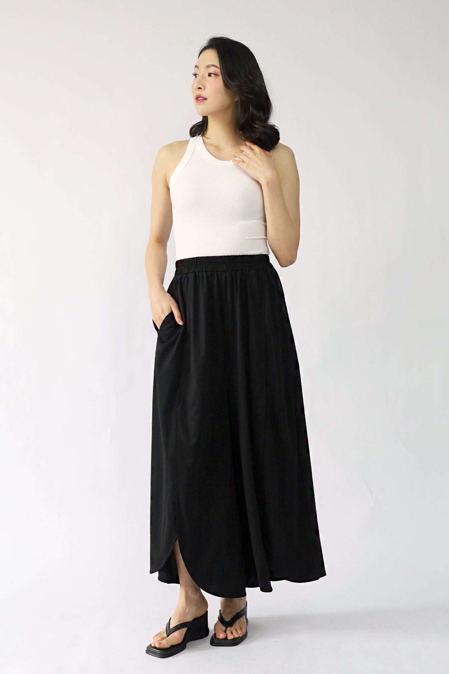 TENCEL - Destiny Flare Pants in Black Tencel