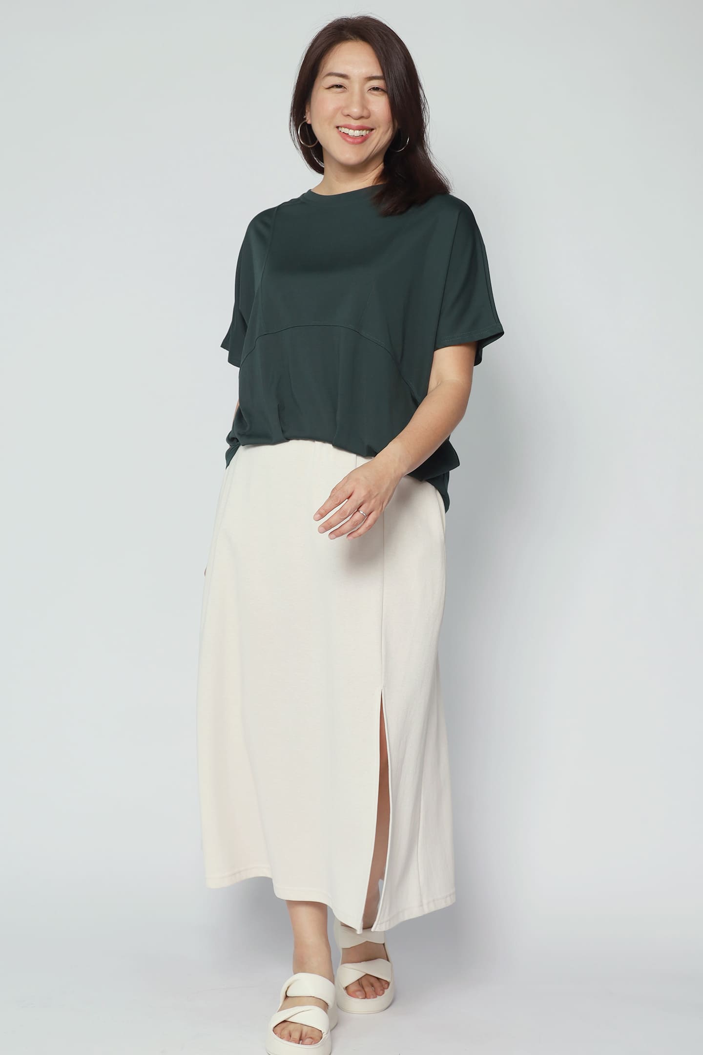 Backorders Easy By TE - Diora Pleated Top in Green