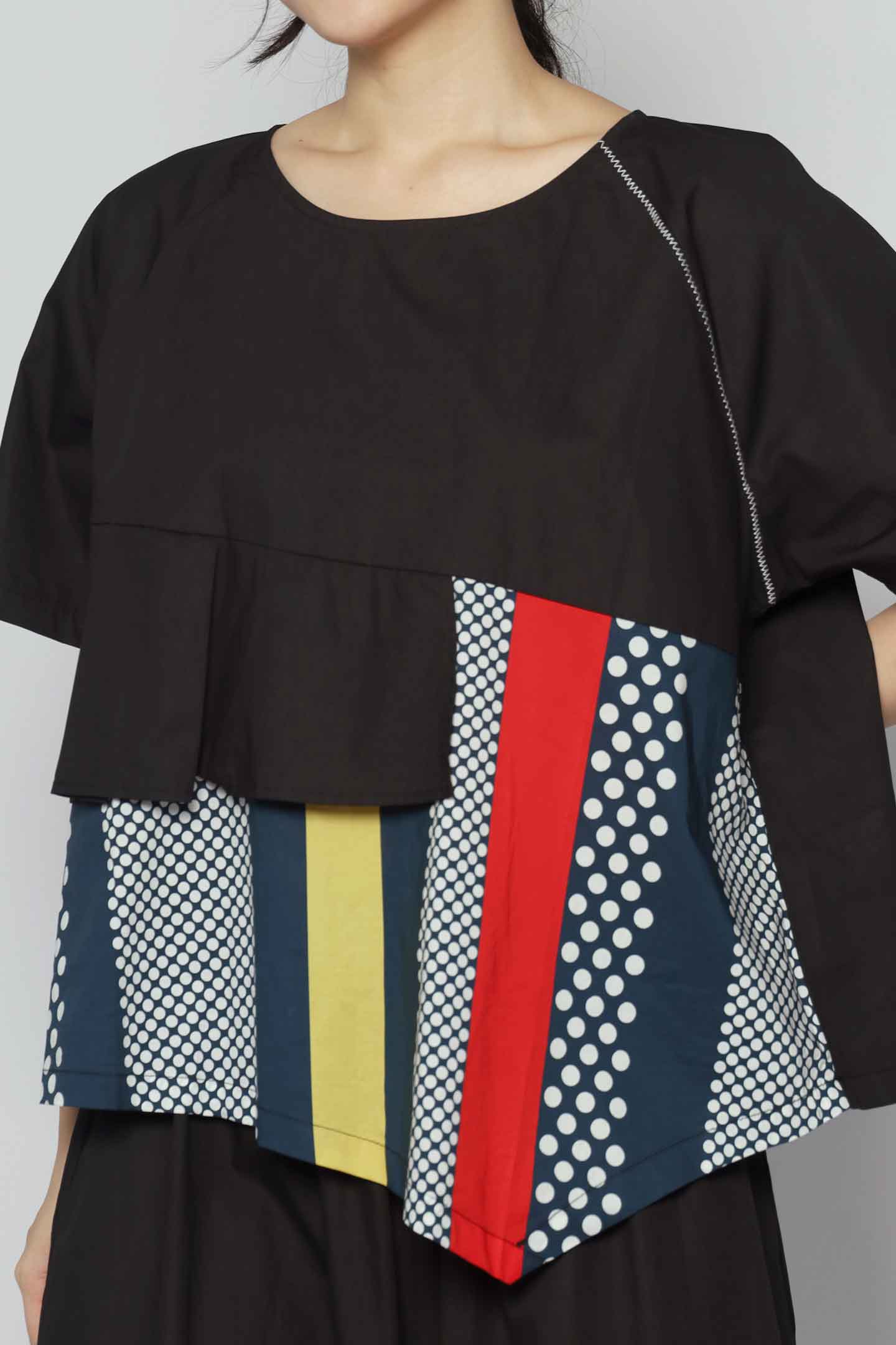 Divinia Multi Polkadot Top in Black