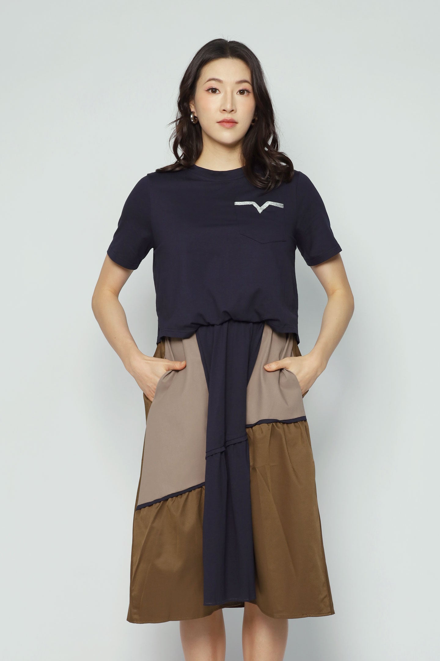Diya Colourblock Dress in Blue