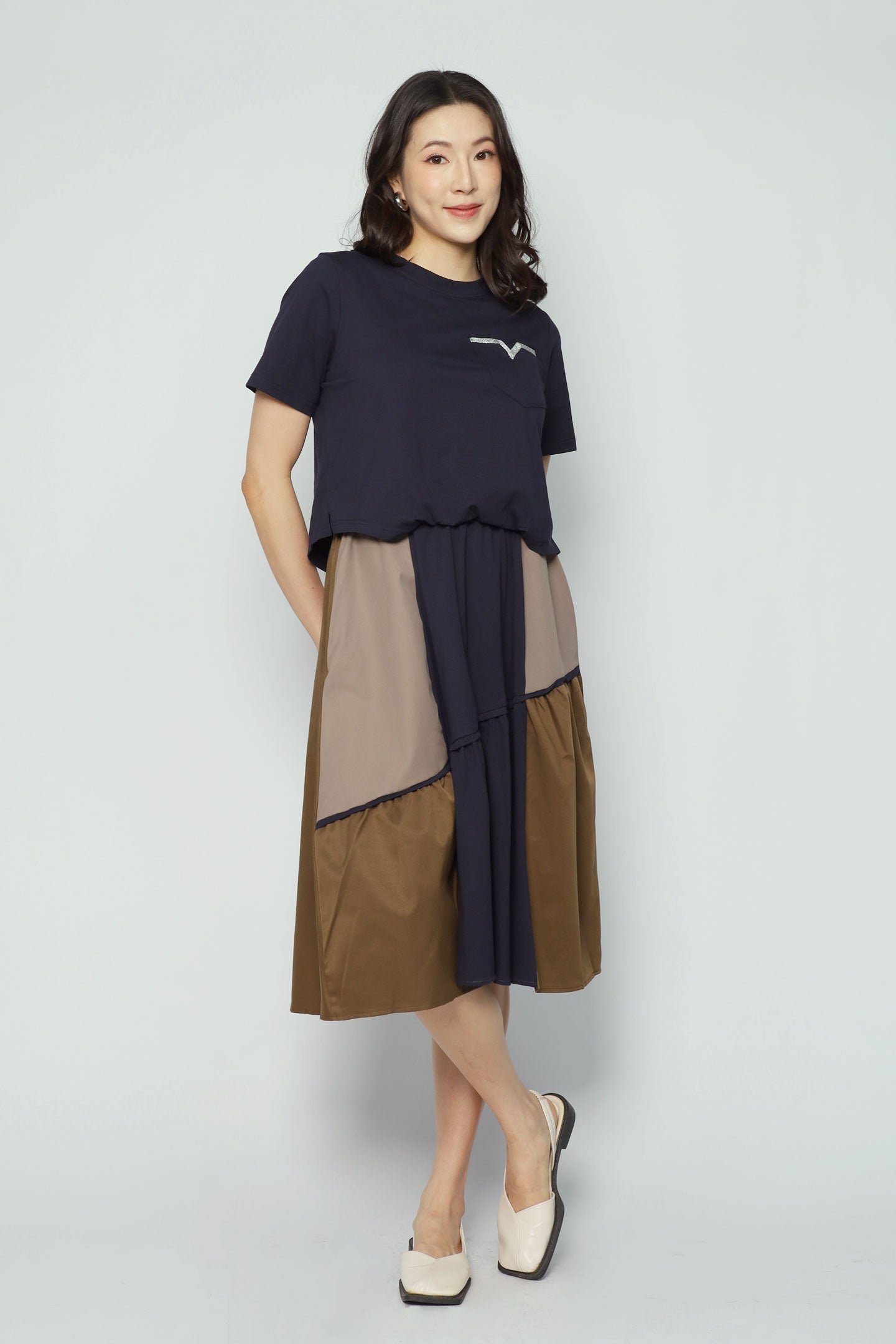 Backorders Diya Colourblock Dress in Blue
