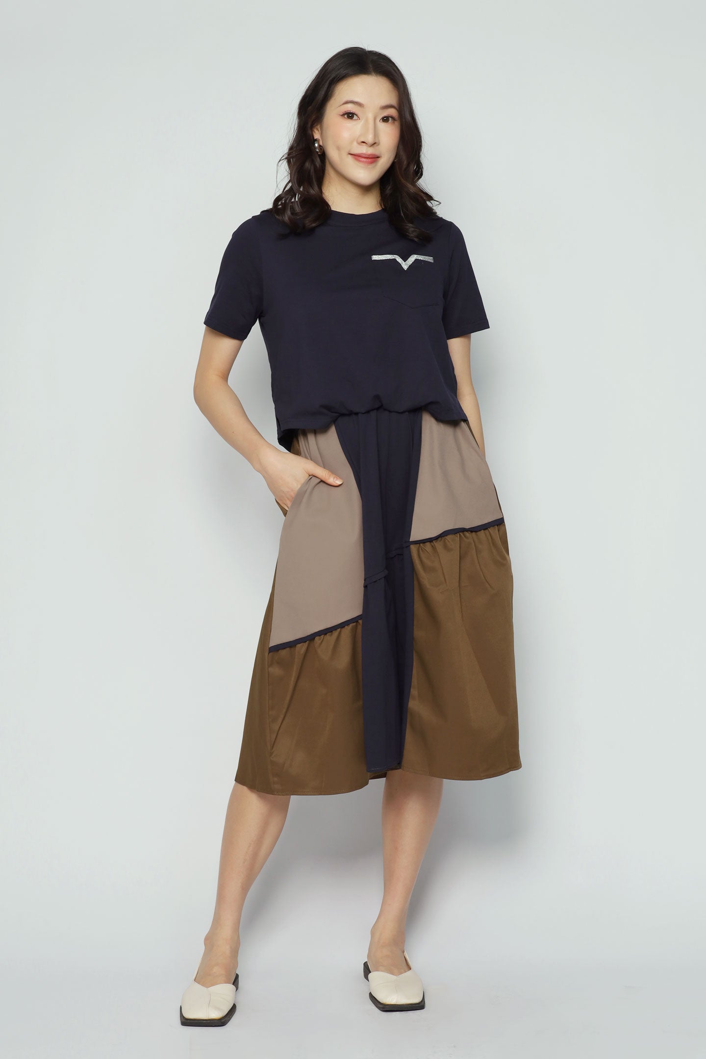 Diya Colourblock Dress in Blue