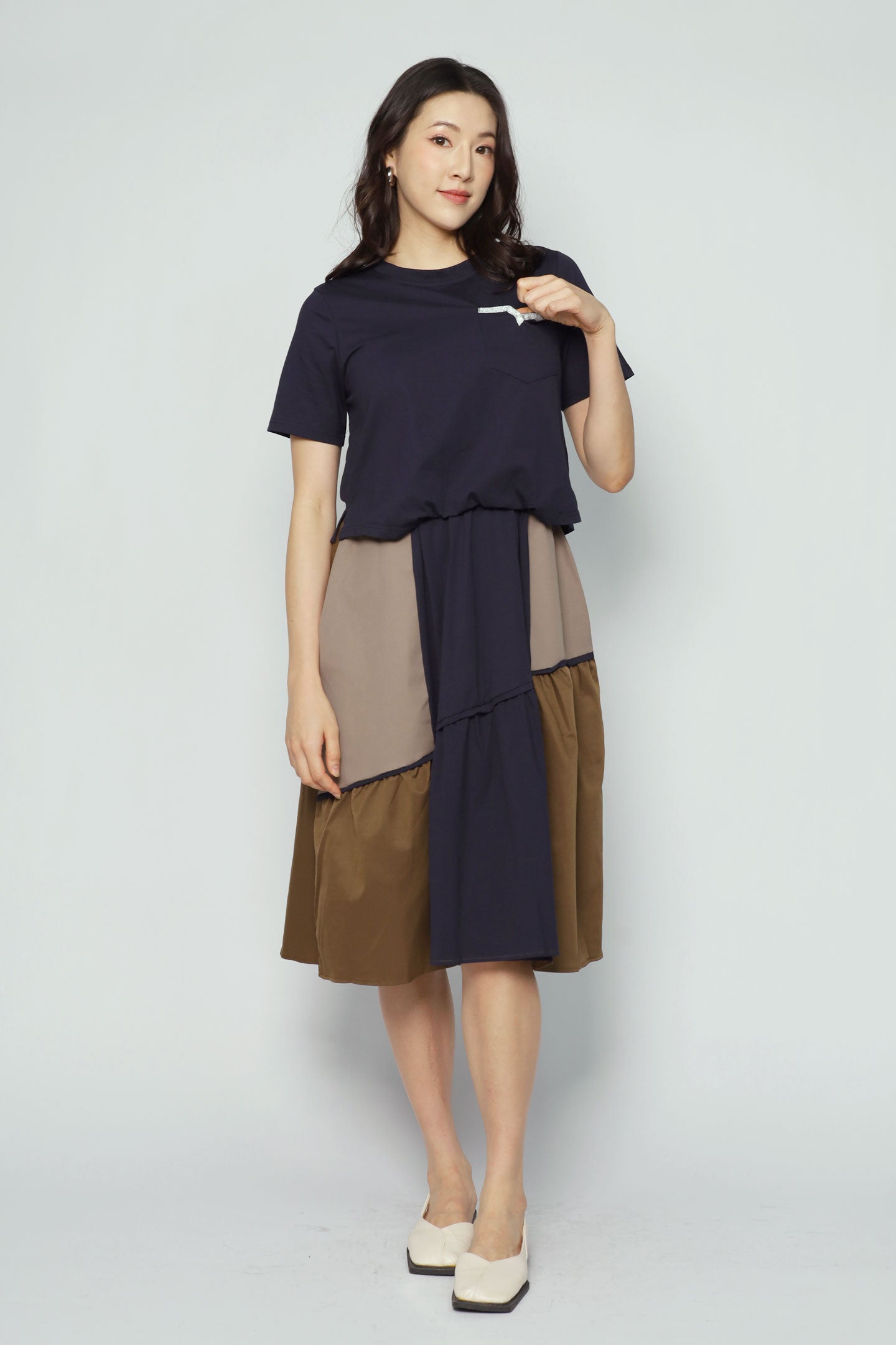Backorders Diya Colourblock Dress in Blue
