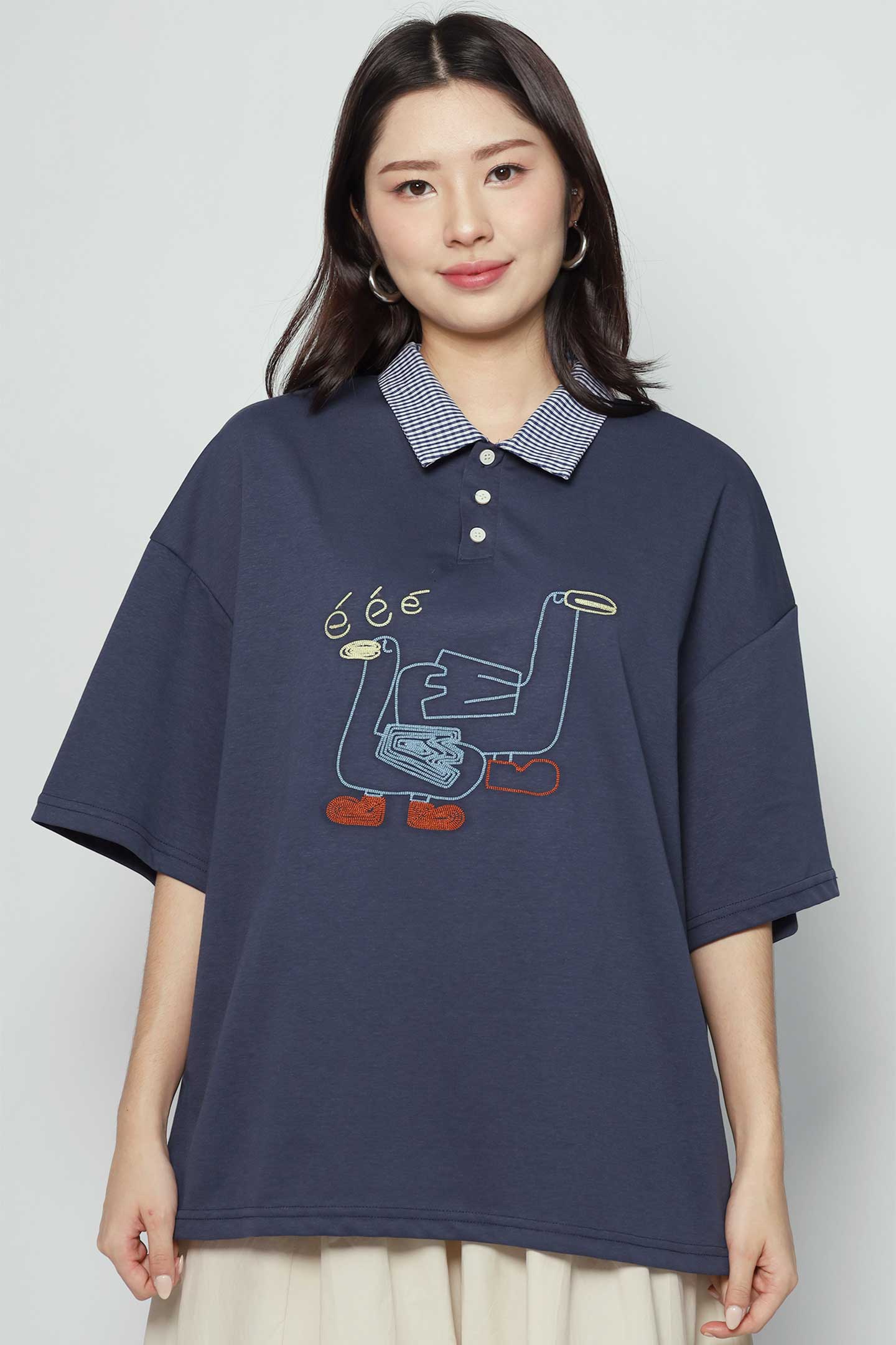 Double Duckie Checkered Collar Top