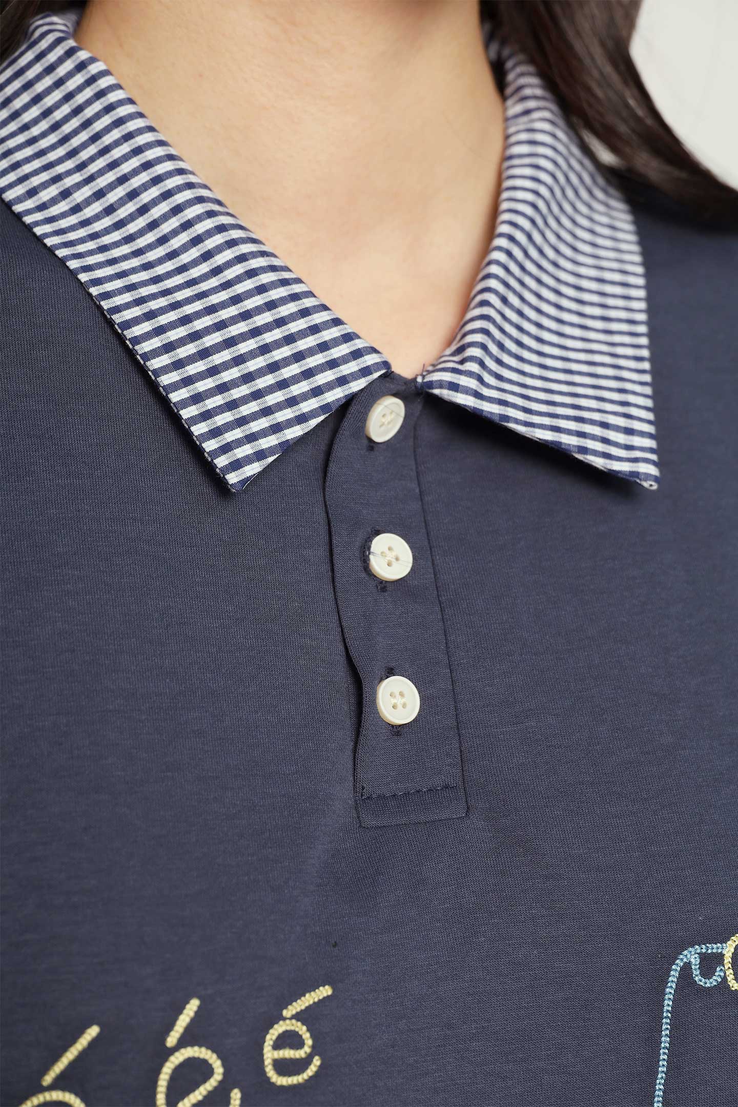 Double Duckie Checkered Collar Top