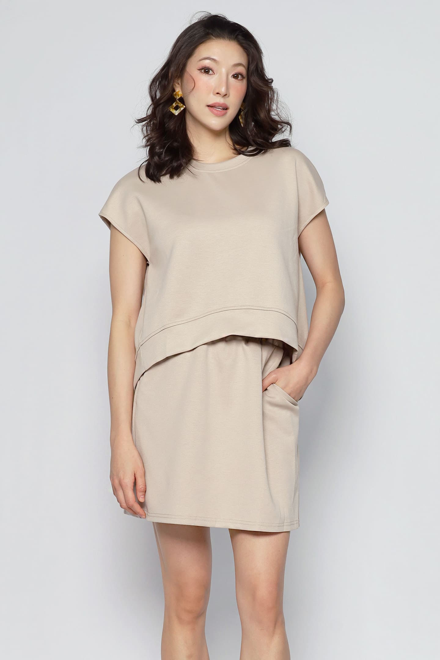 JOY - Easy Switch 2 in 1 Top and Skorts Set in Khaki