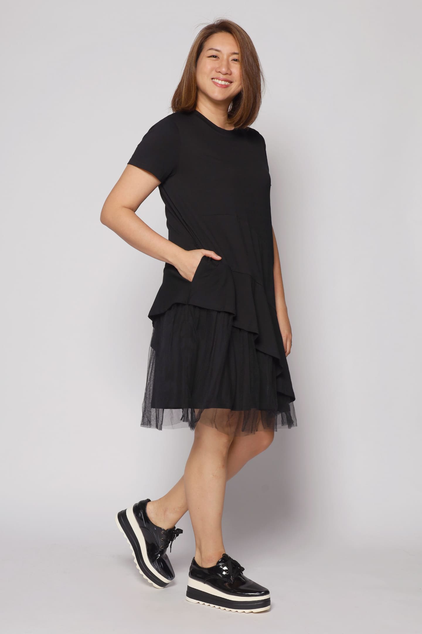 Effie Netted Dress in Black