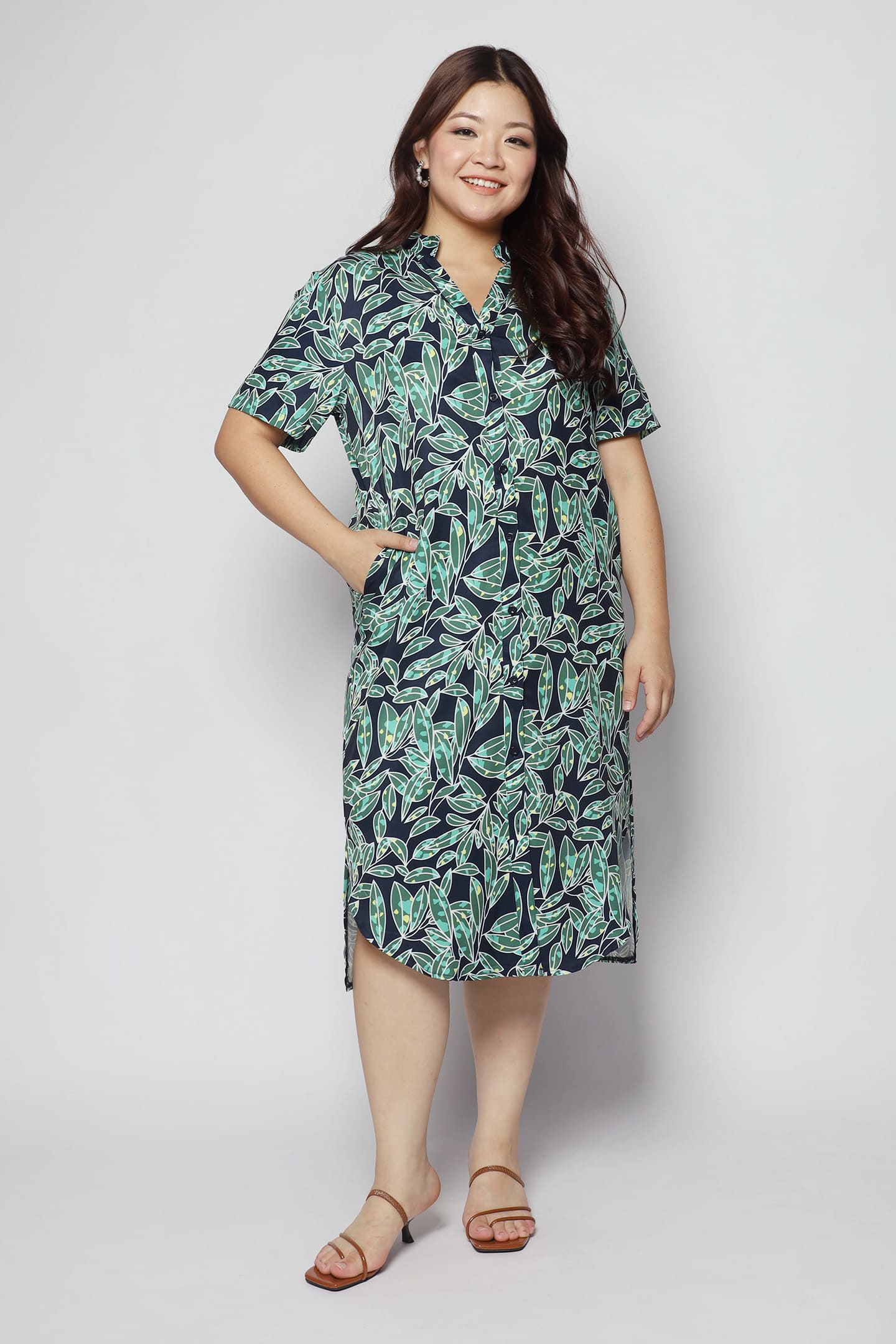 Eline Shirt Dress in Green Escape