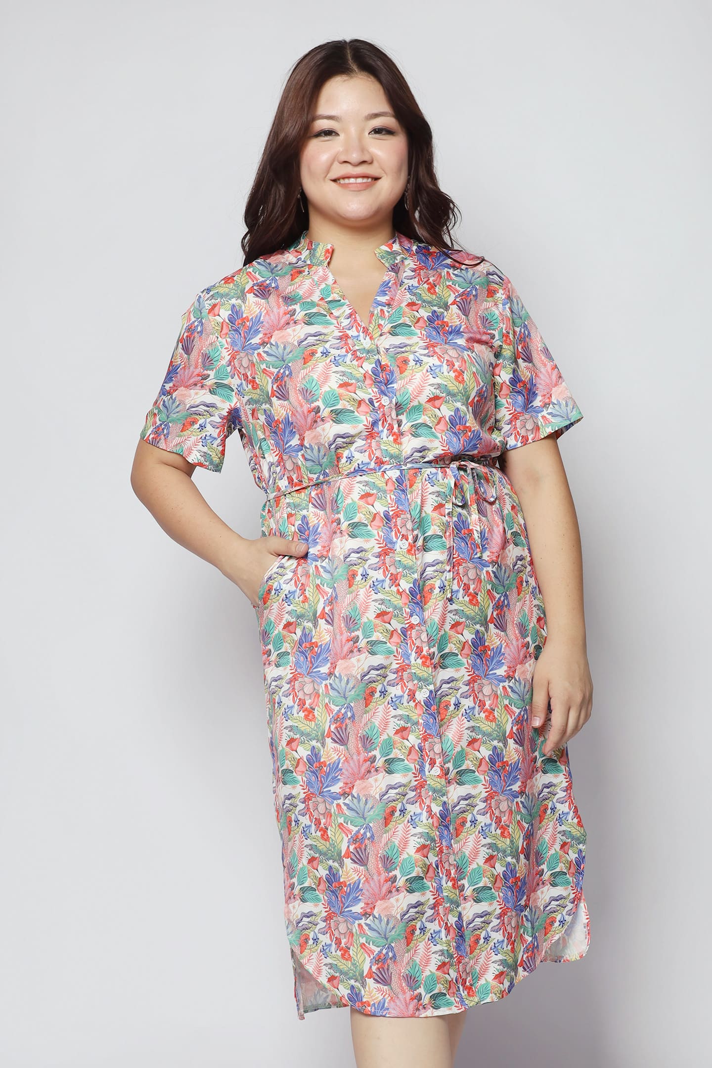 Eline Shirt Dress in Royal Garden