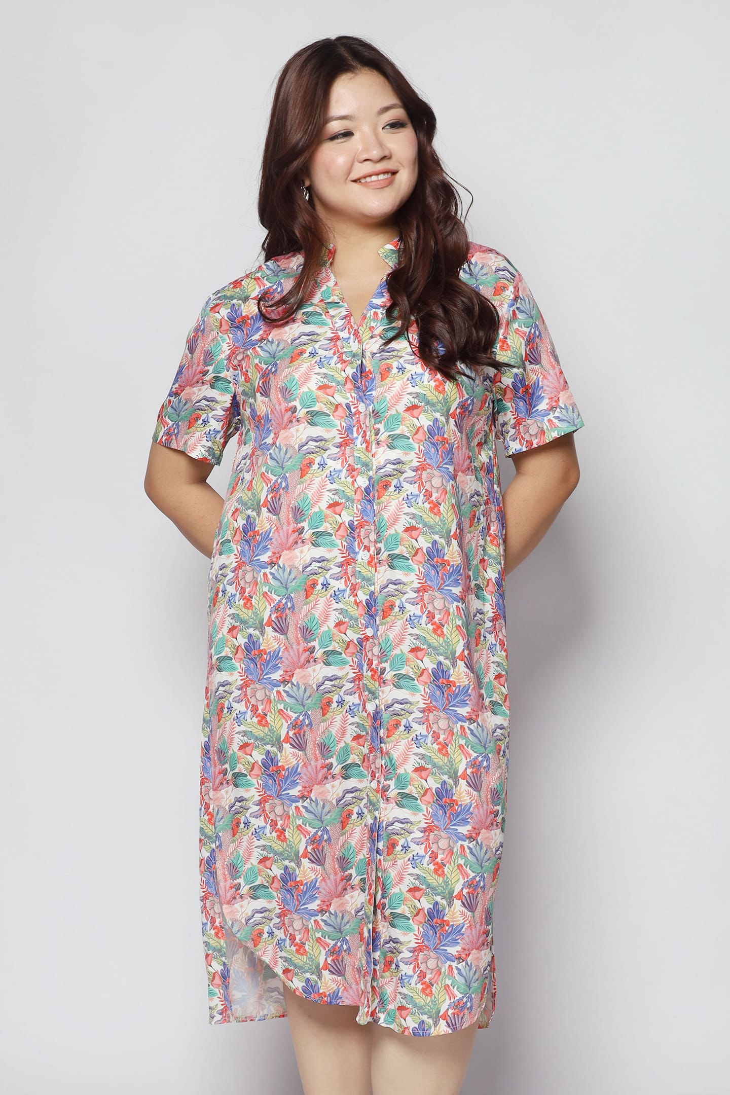 Eline Shirt Dress in Royal Garden