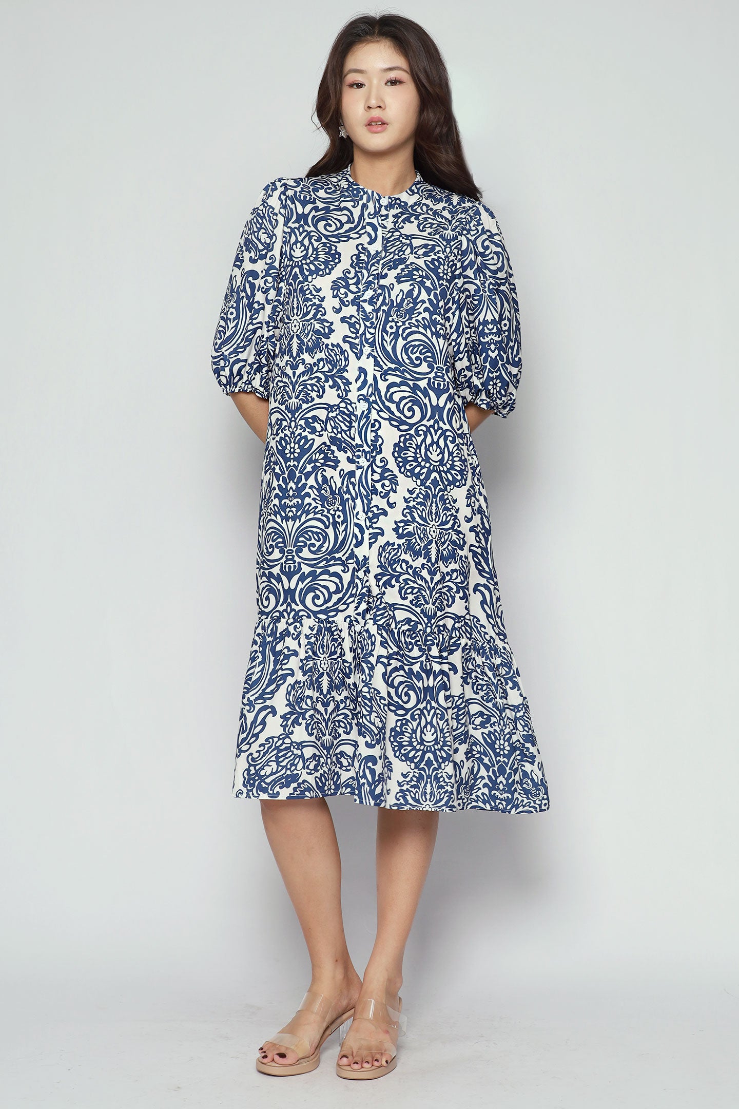 Esther Dress in Bluelit Blooms