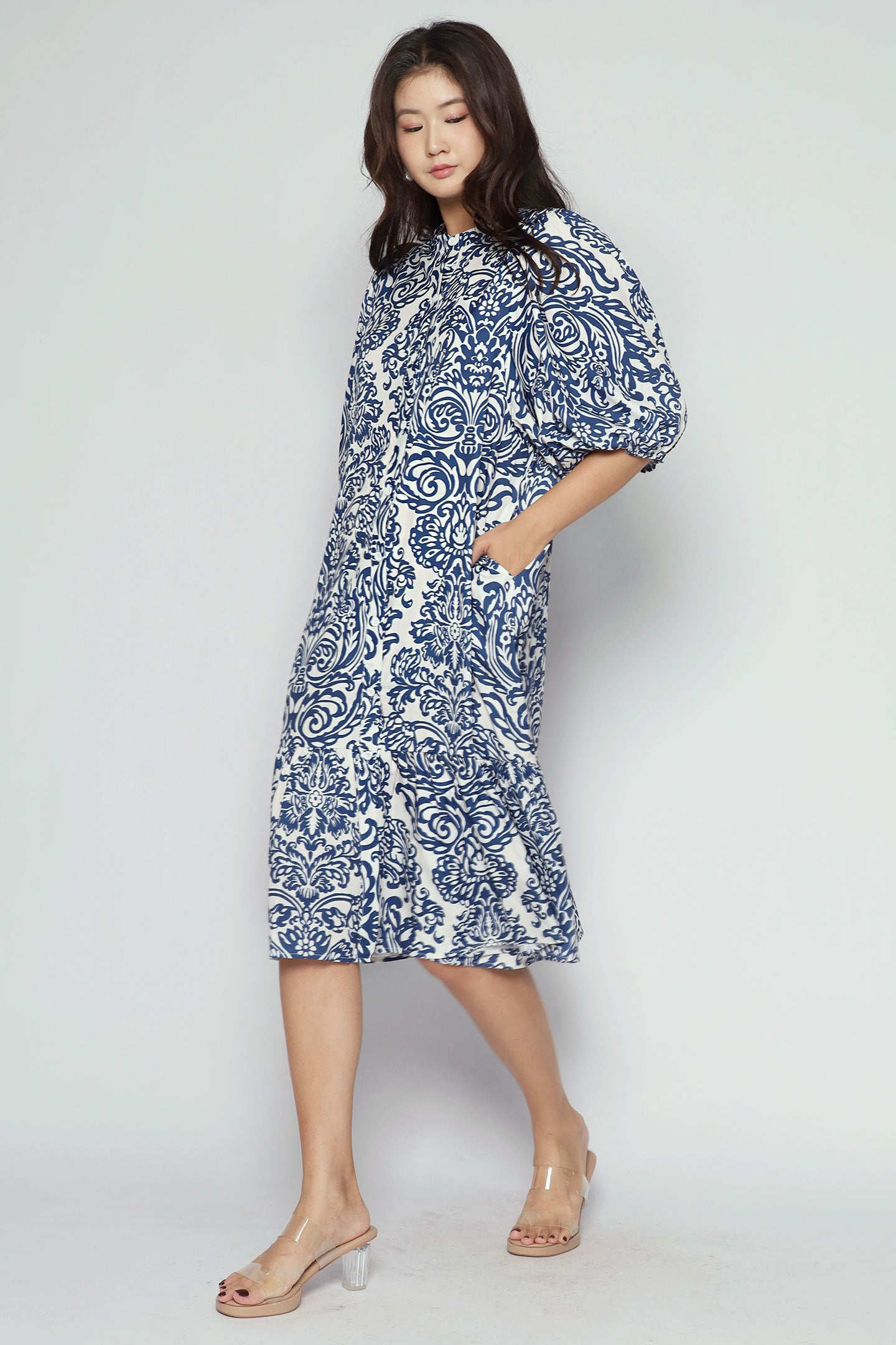 Esther Dress in Bluelit Blooms
