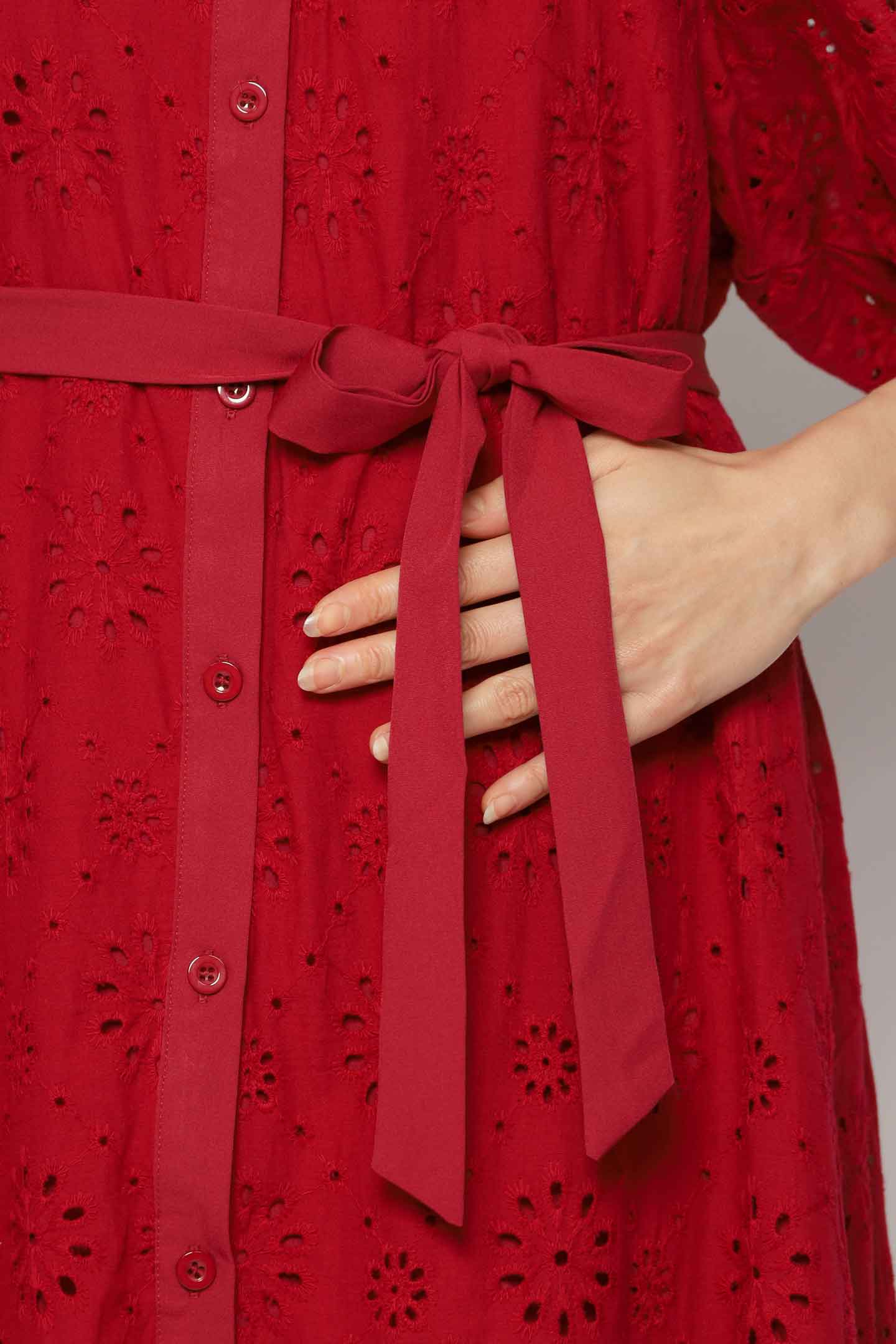 Esther Crochet Dress in Red