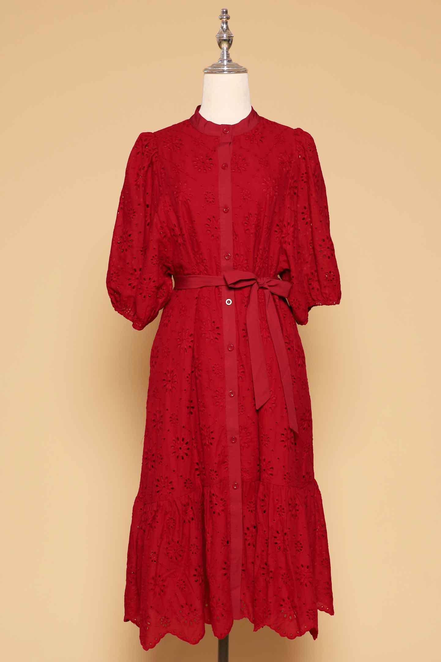 PO - Esther Crochet Dress in Red