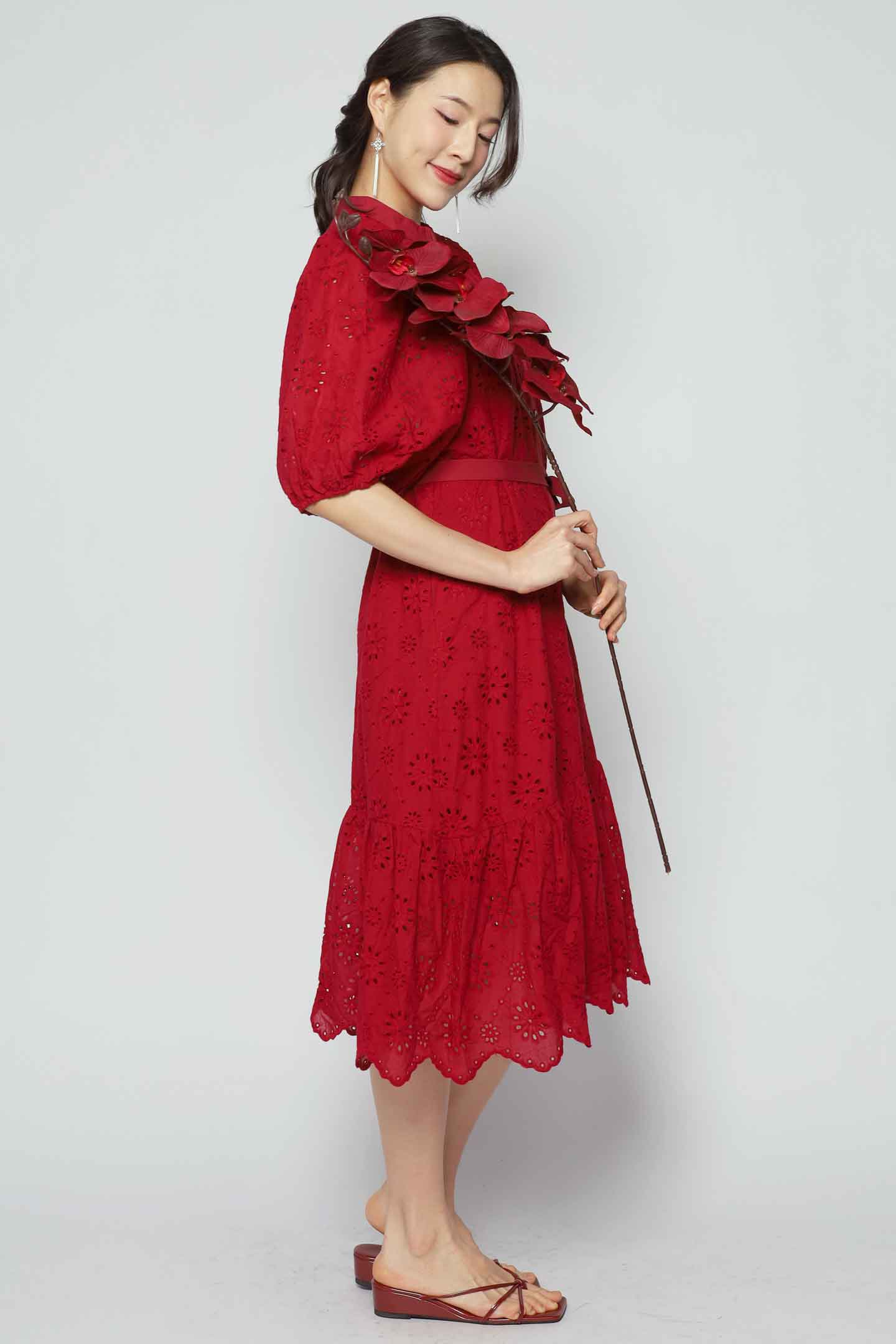 Esther Crochet Dress in Red
