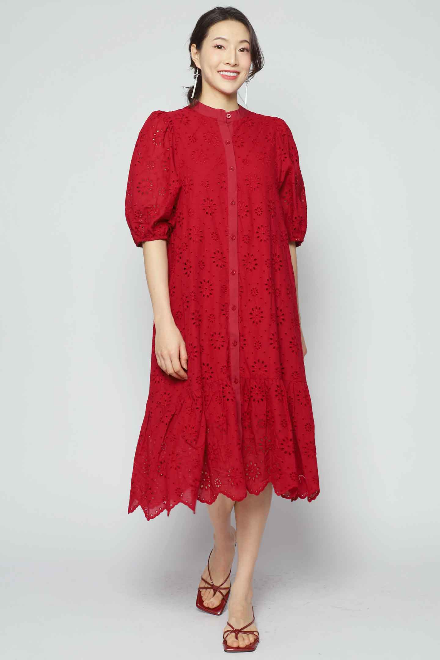 Esther Crochet Dress in Red