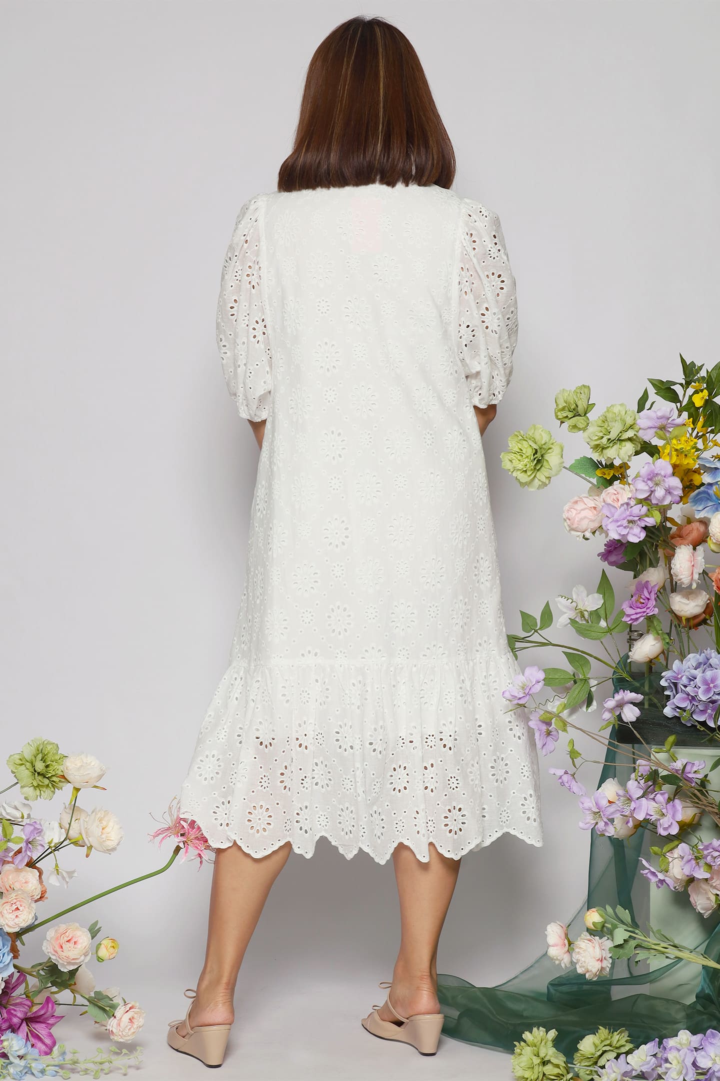 Esther Dress in White Crochet