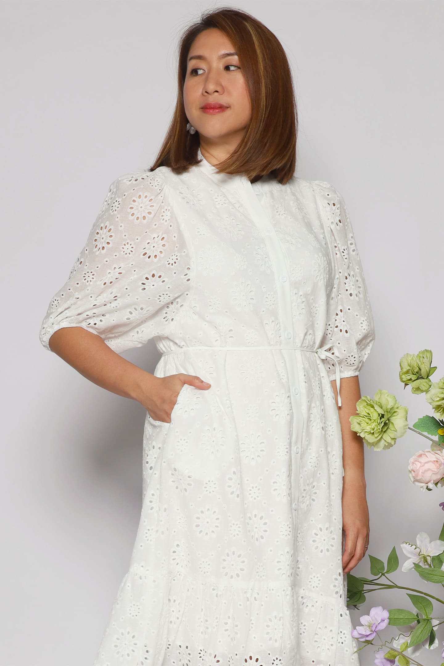 Esther Dress in White Crochet