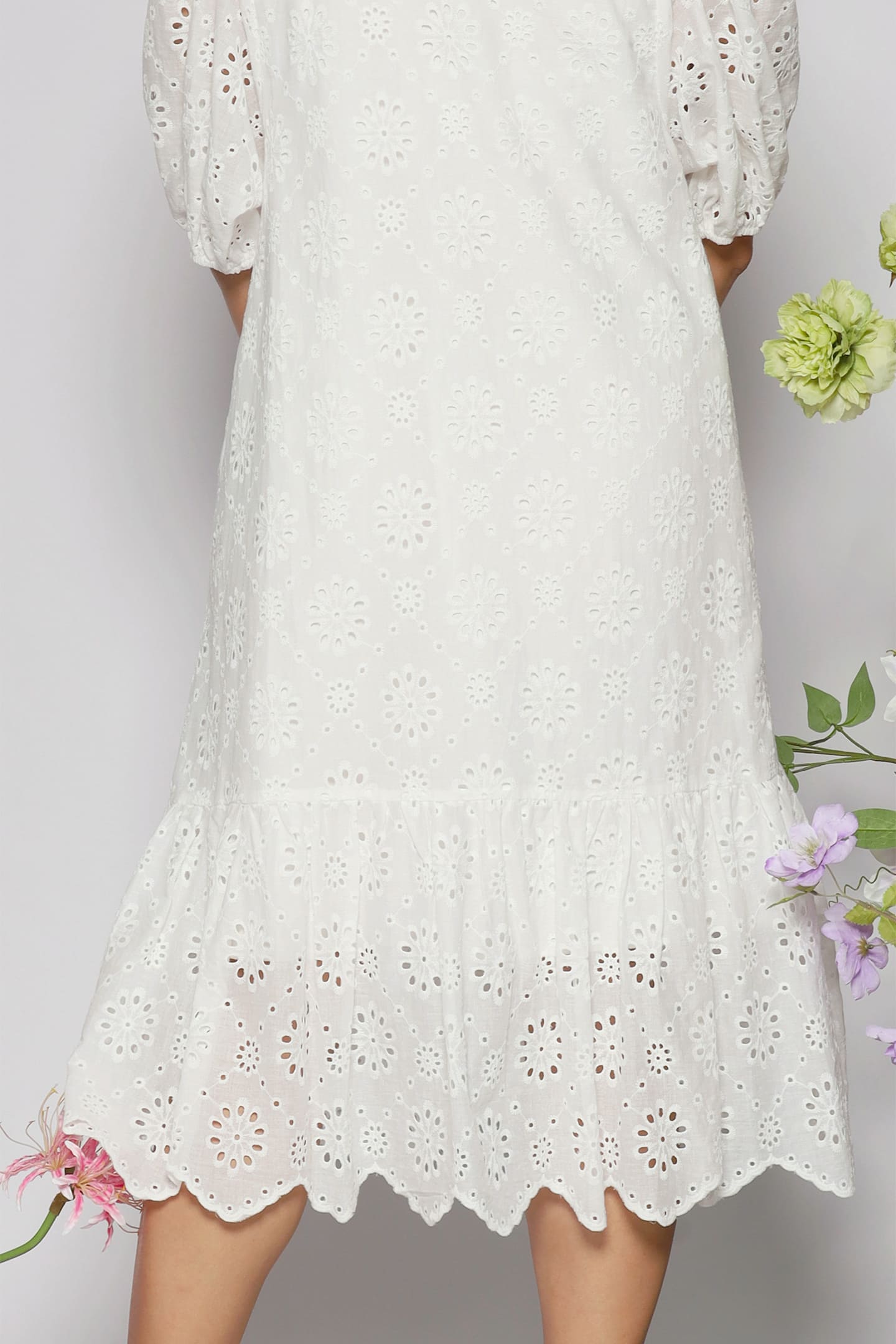 Esther Dress in White Crochet