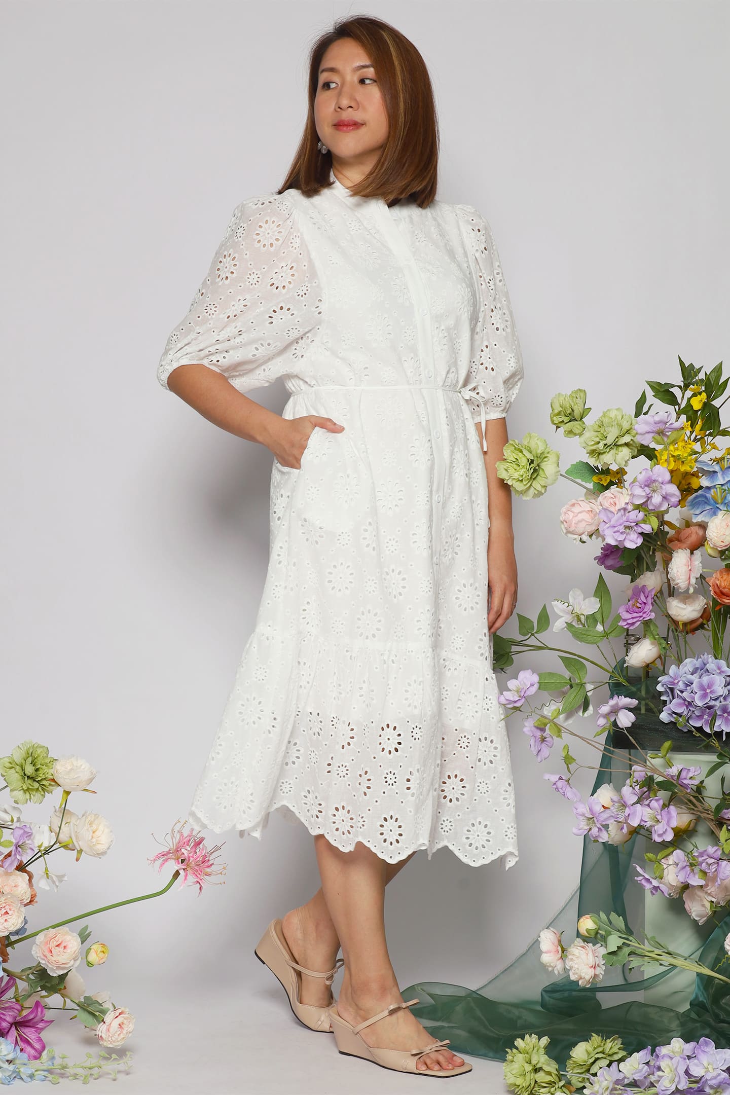 Esther Dress in White Crochet