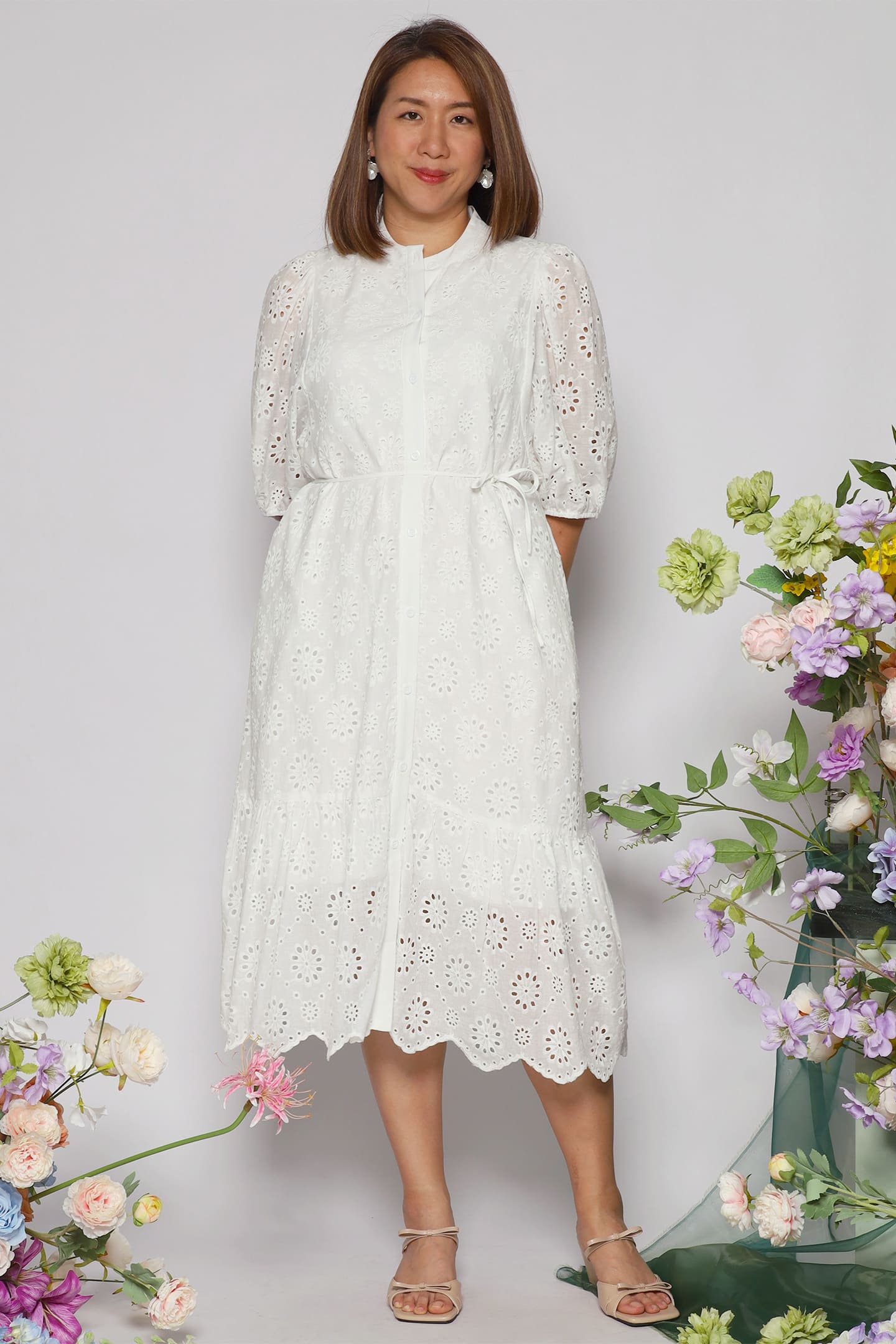 Esther Dress in White Crochet