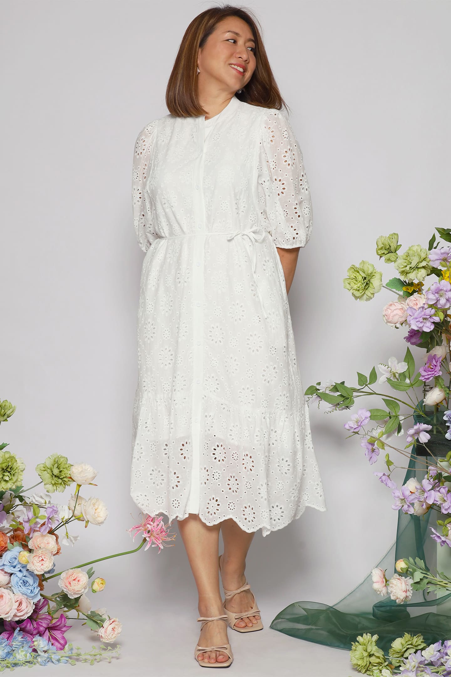 Esther Dress in White Crochet