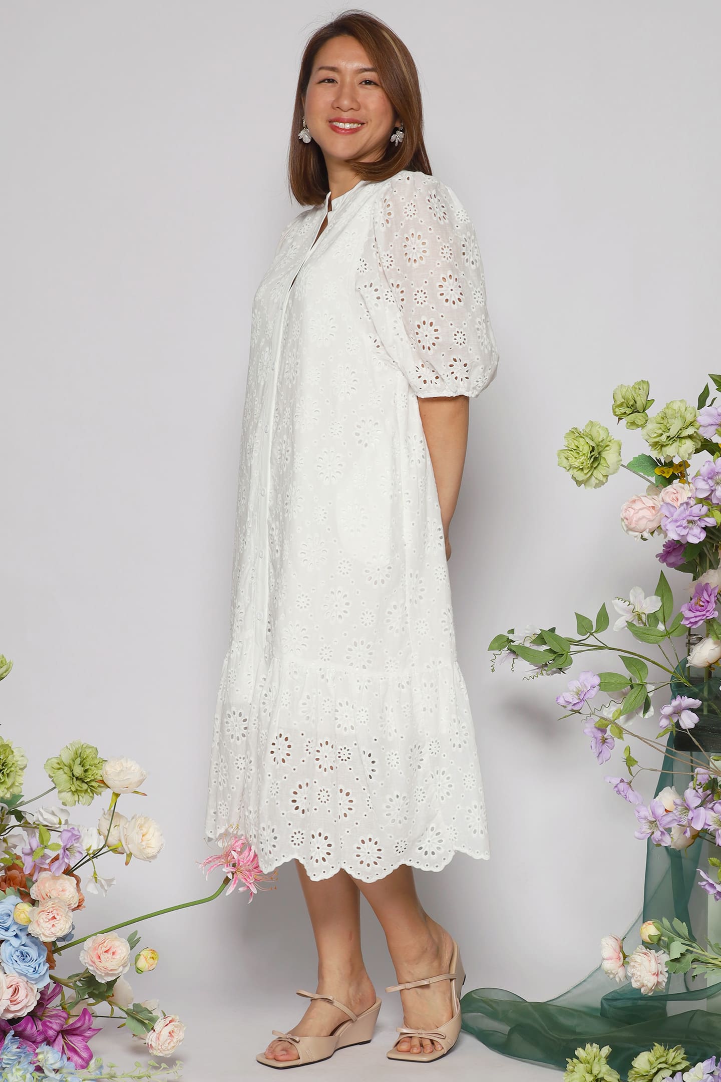 Esther Dress in White Crochet