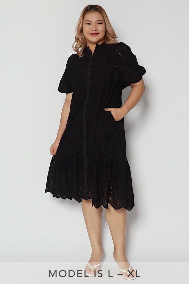 Esther Crochet Dress in Black