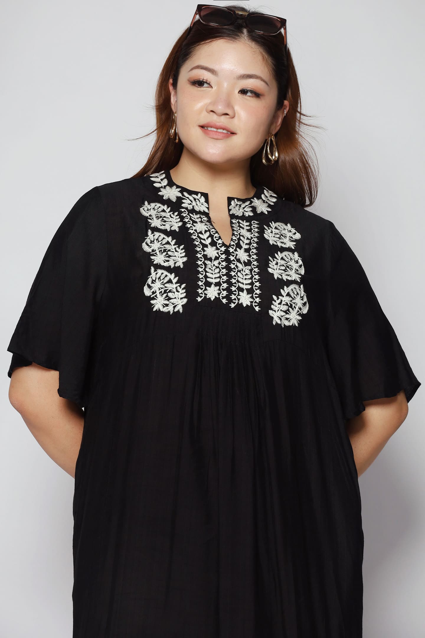 Fannie Embroidery Dress in Black