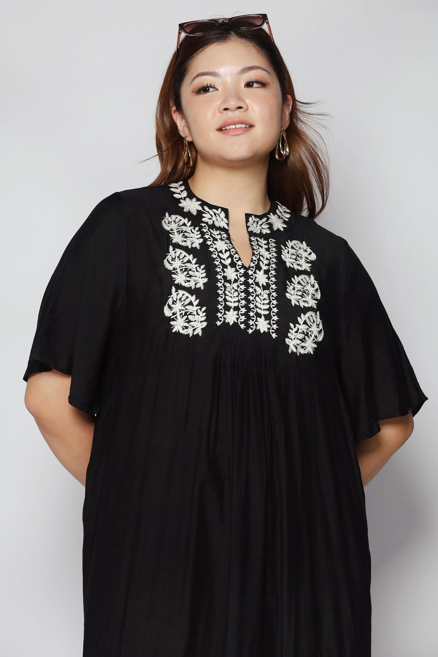 Fannie Embroidery Dress in Black