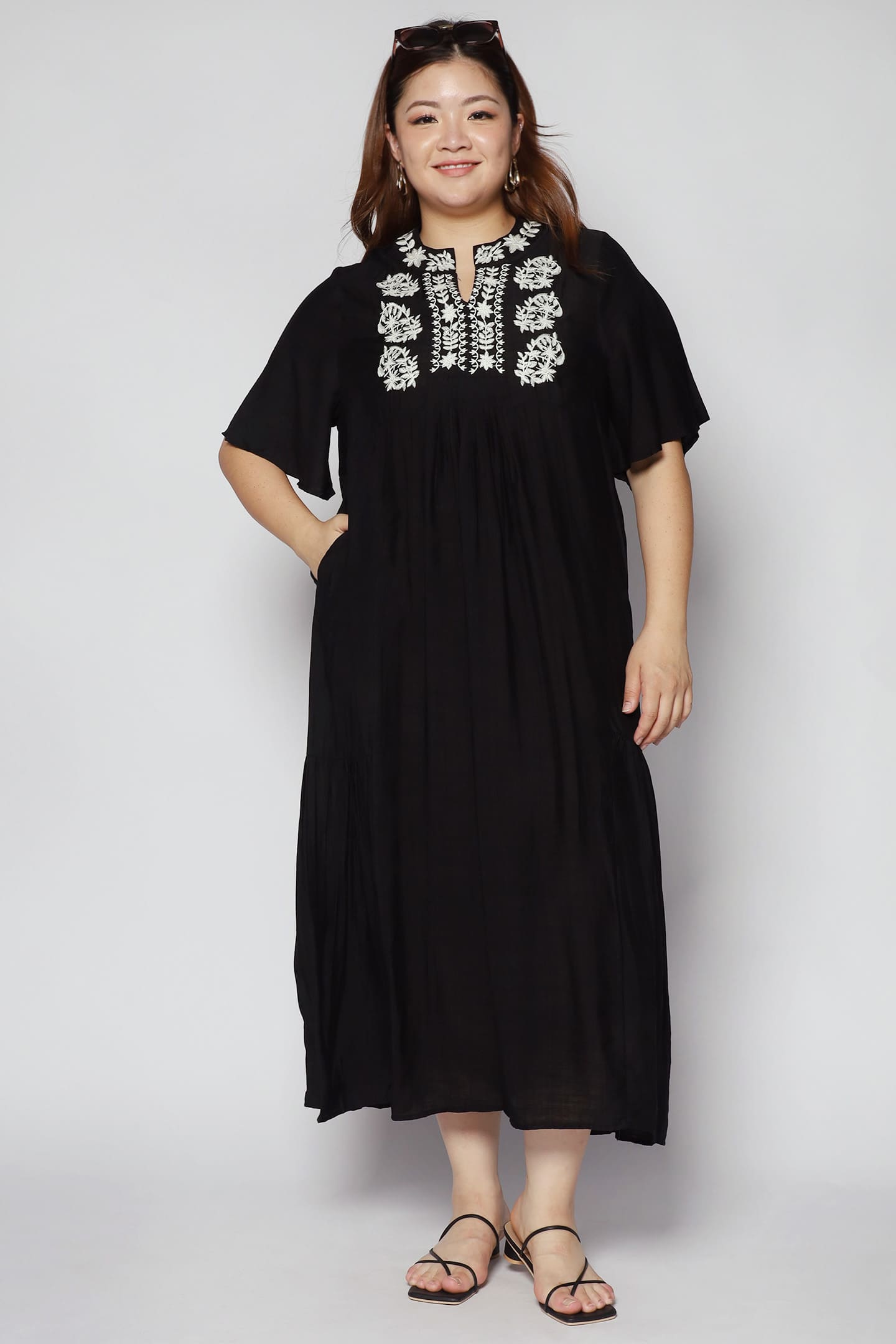 Backorders Fannie Embroidery Dress in Black