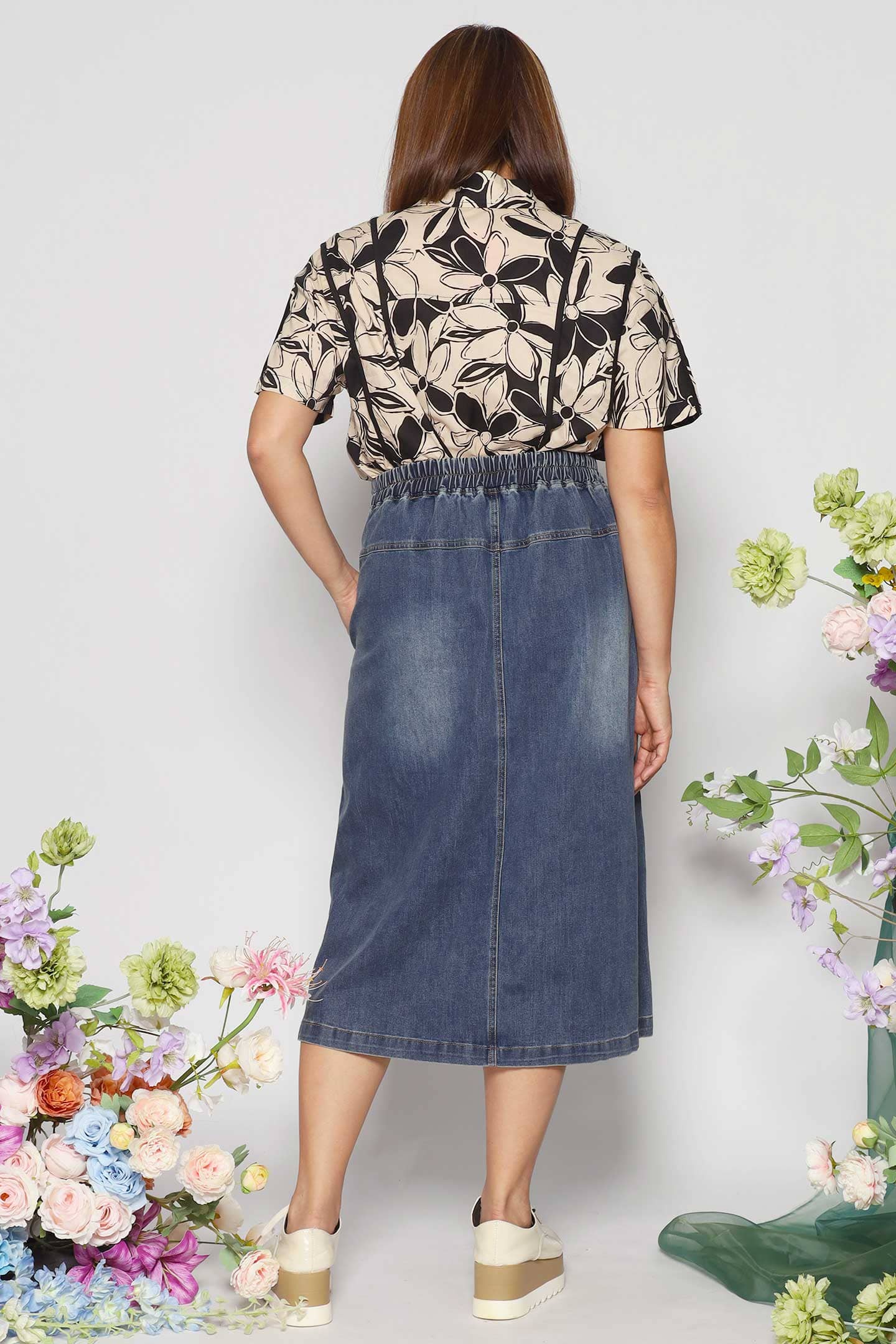 Flor Denim Skirt in Blue