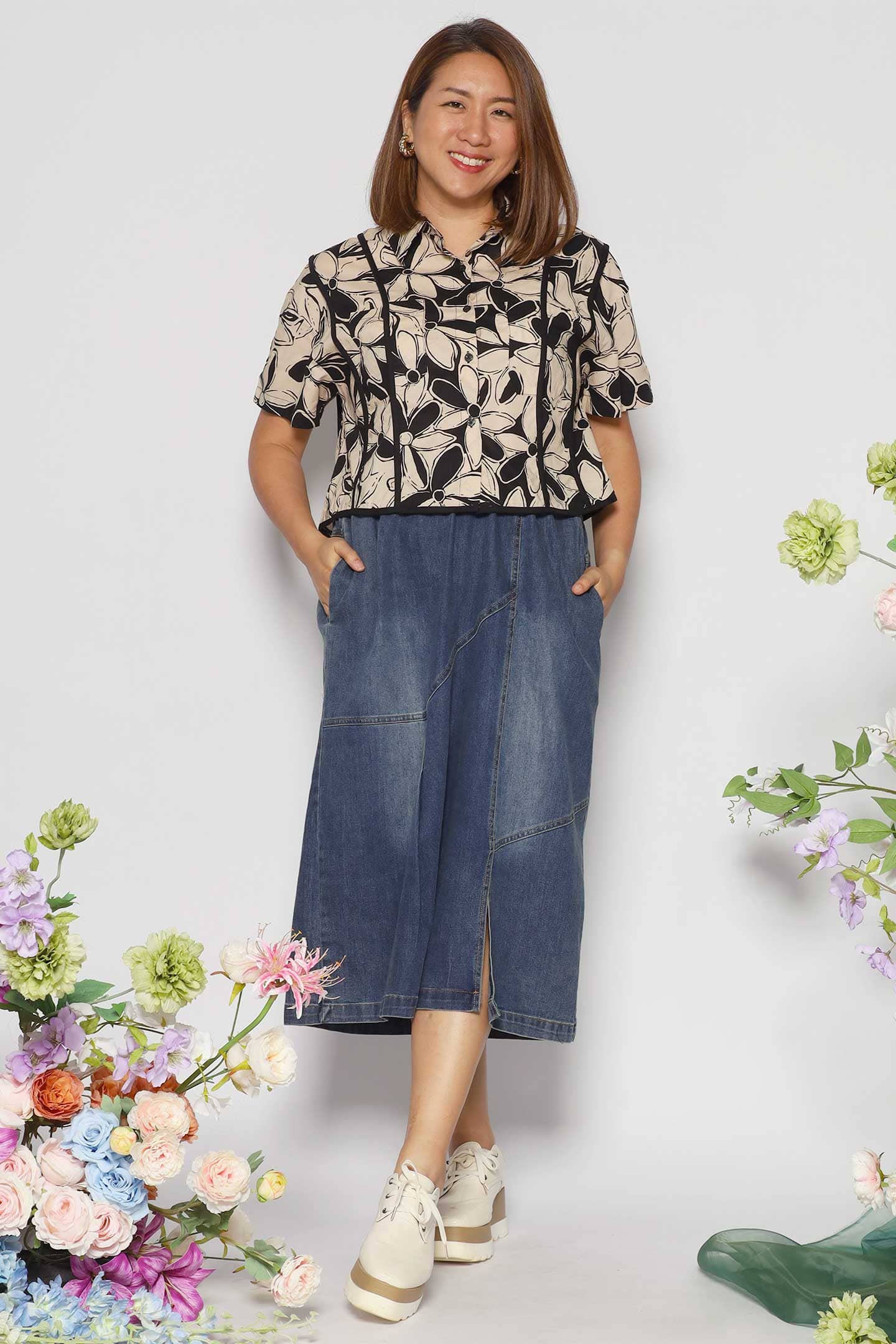 Flor Denim Skirt in Blue