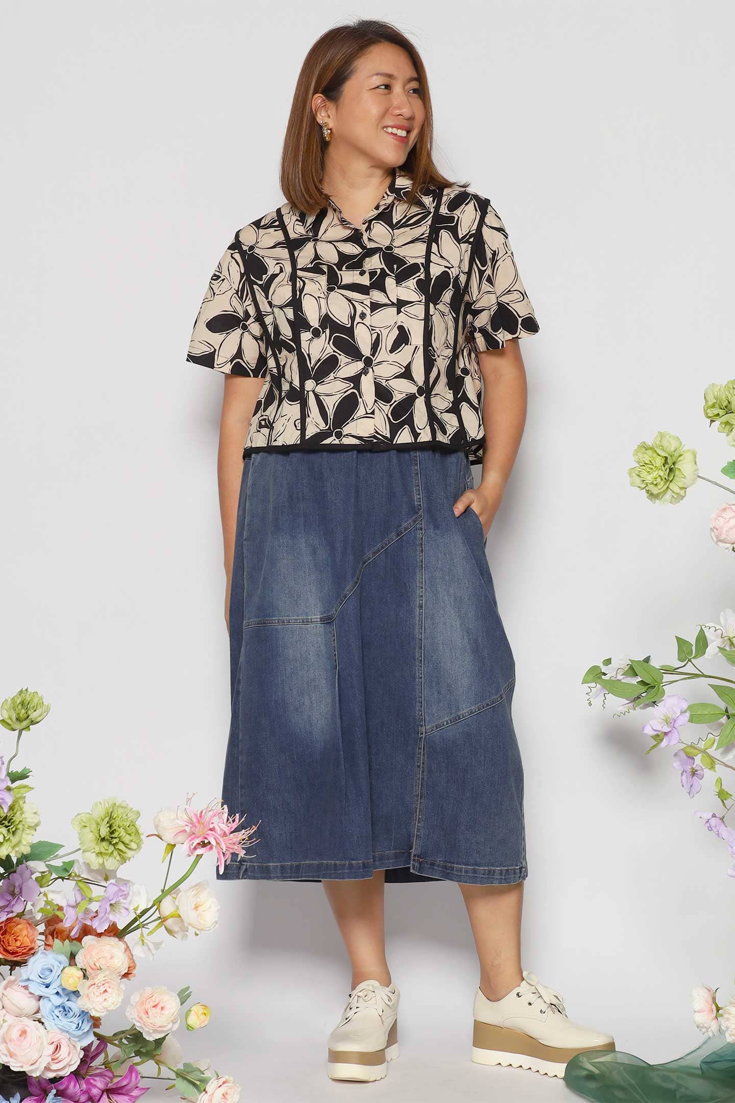 Flor Denim Skirt in Blue