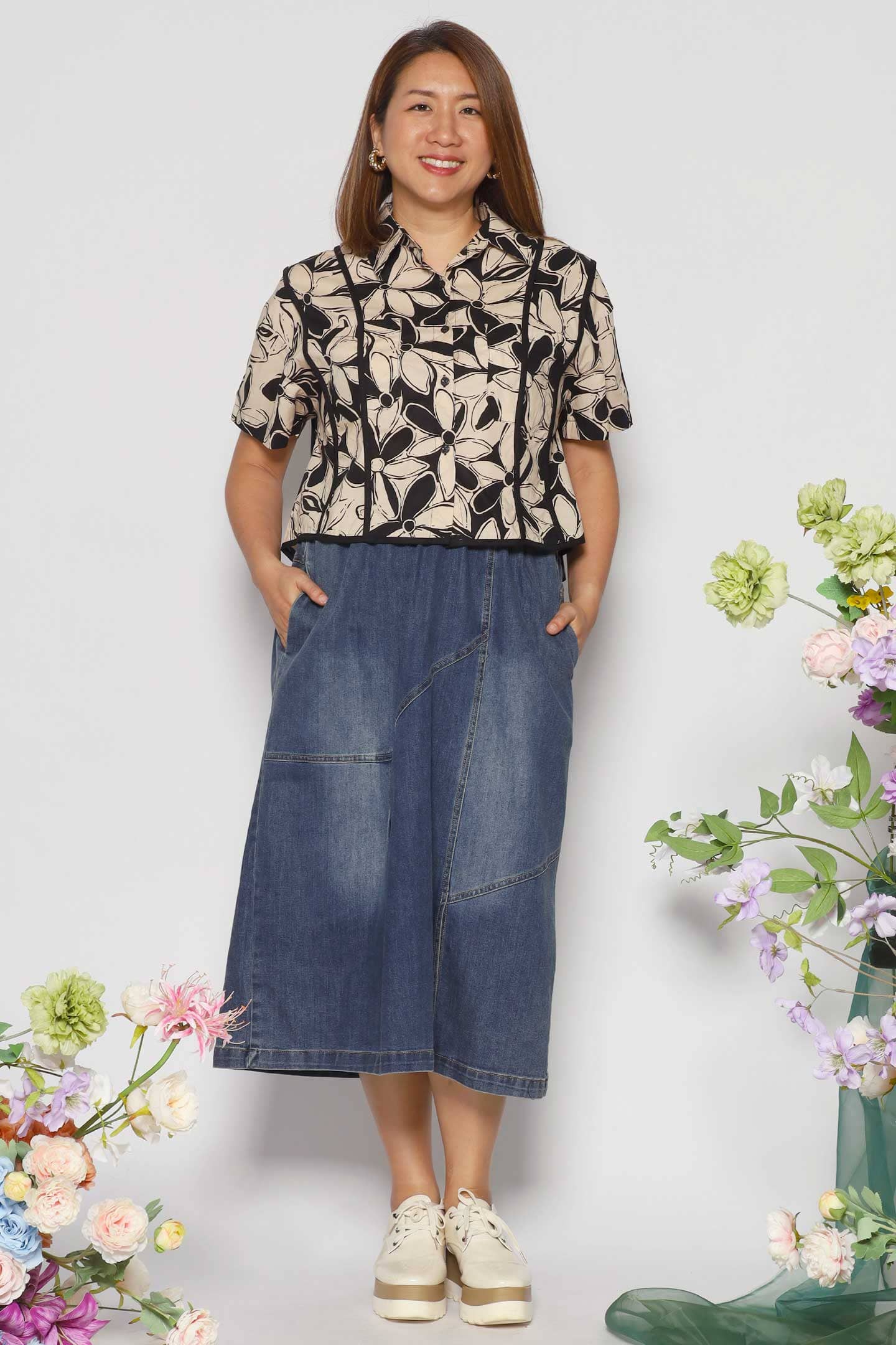 Flor Denim Skirt in Blue