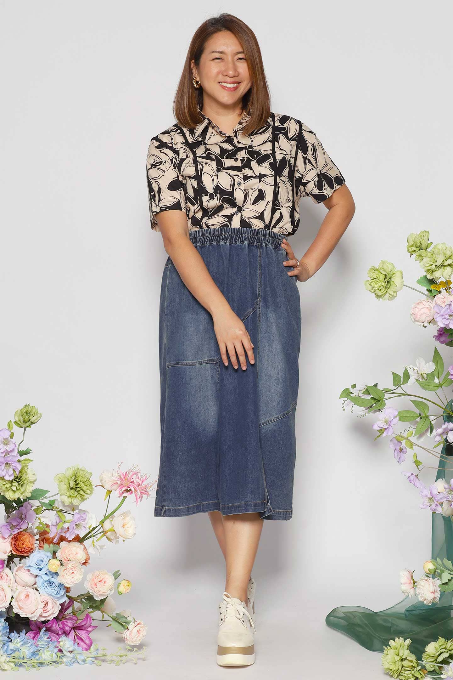 Flor Denim Skirt in Blue