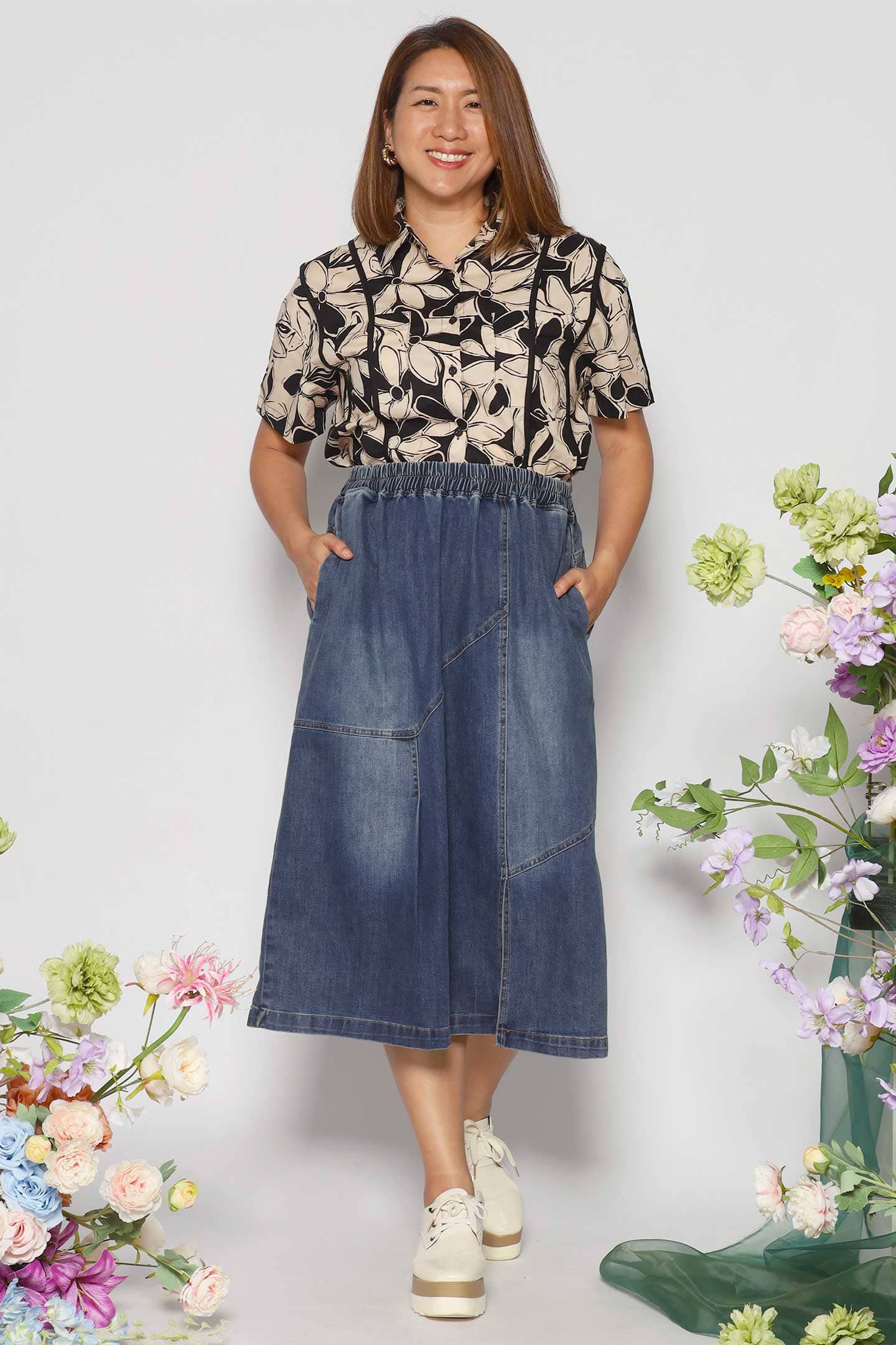 Flor Denim Skirt in Blue