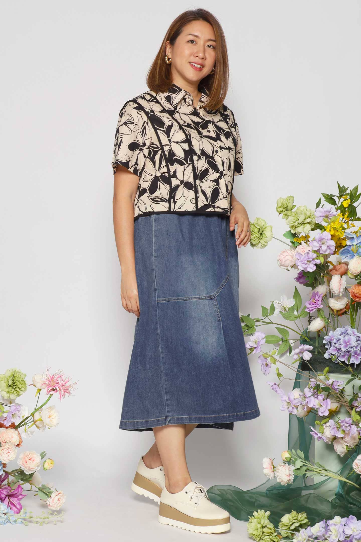 Flor Denim Skirt in Blue