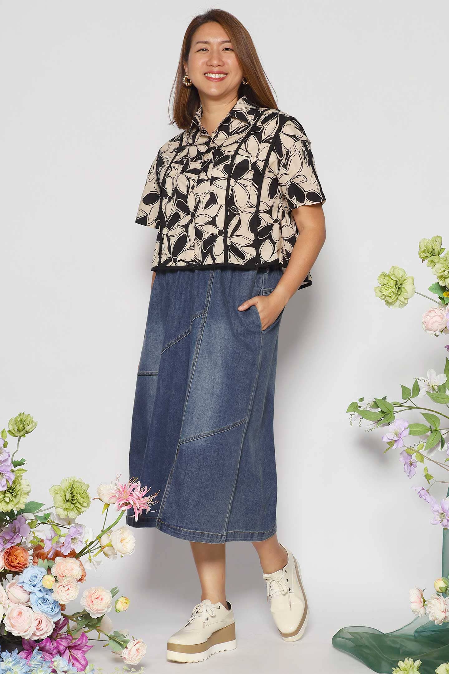 Flor Denim Skirt in Blue