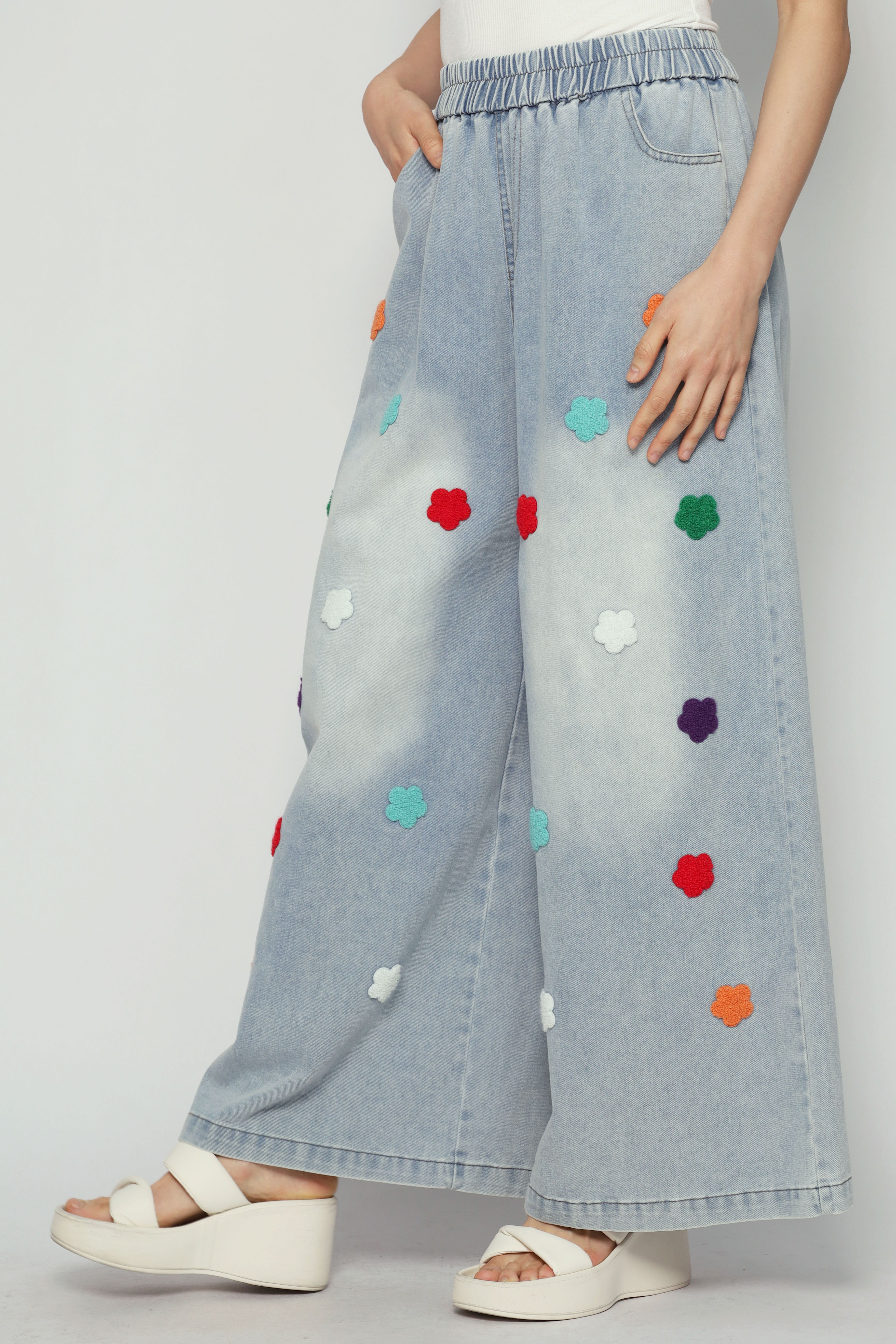 Flower Party Denim Pants