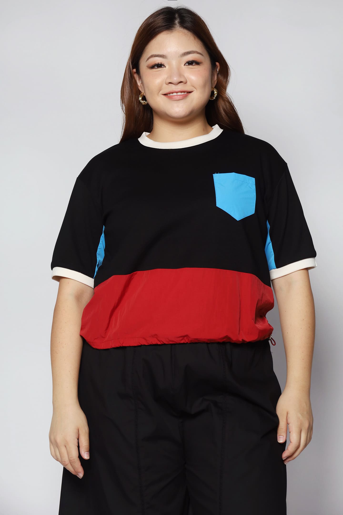 Foofoo Colourblock Top in Black