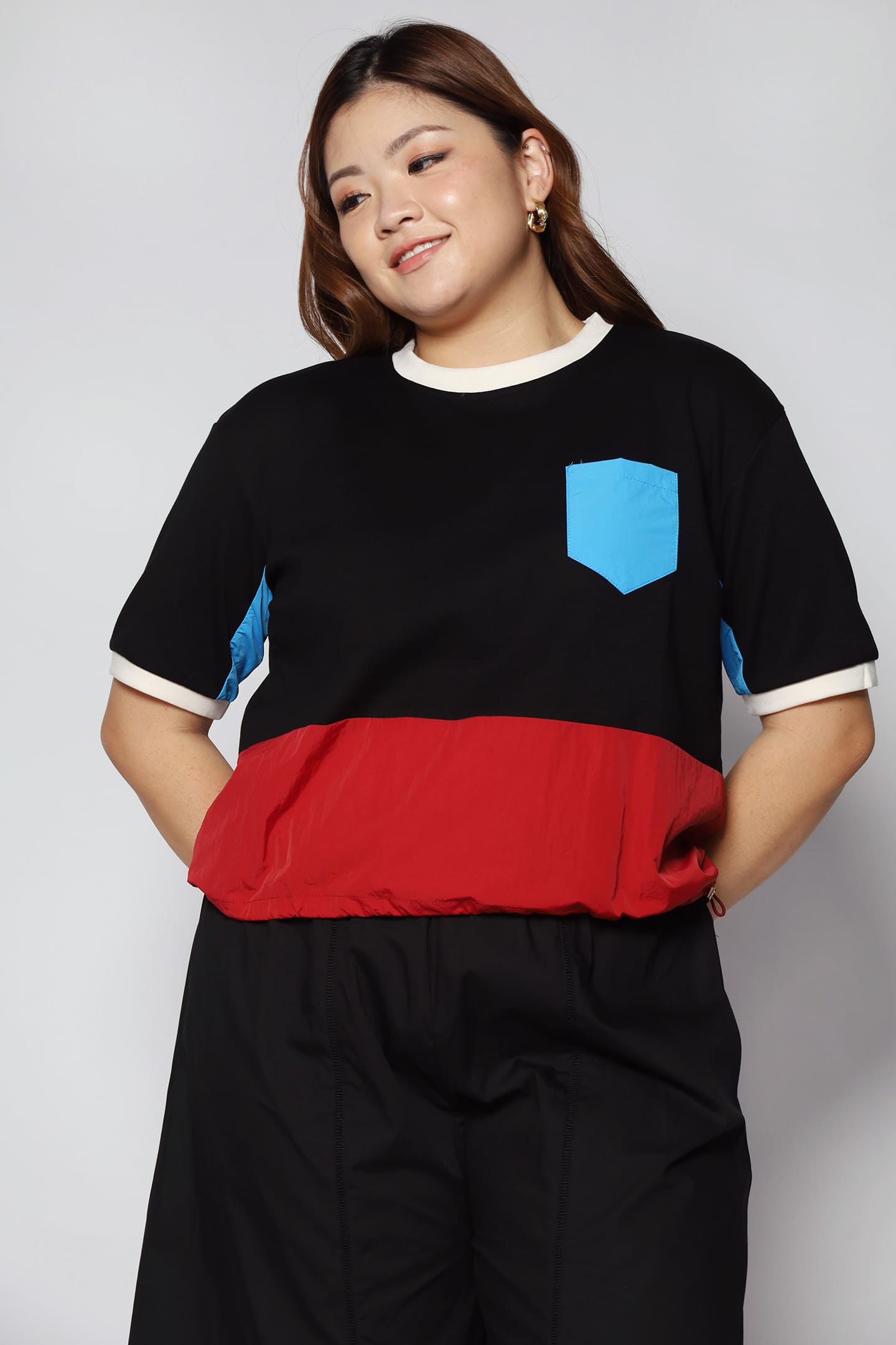 Foofoo Colourblock Top in Black